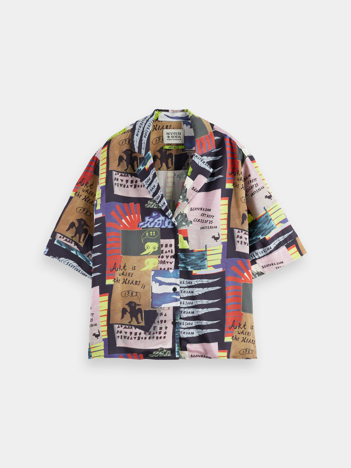 Printed short-sleeved shirt from Scotch & Soda featuring vibrant patterns and lightweight fabric, ideal for casual summer wear.