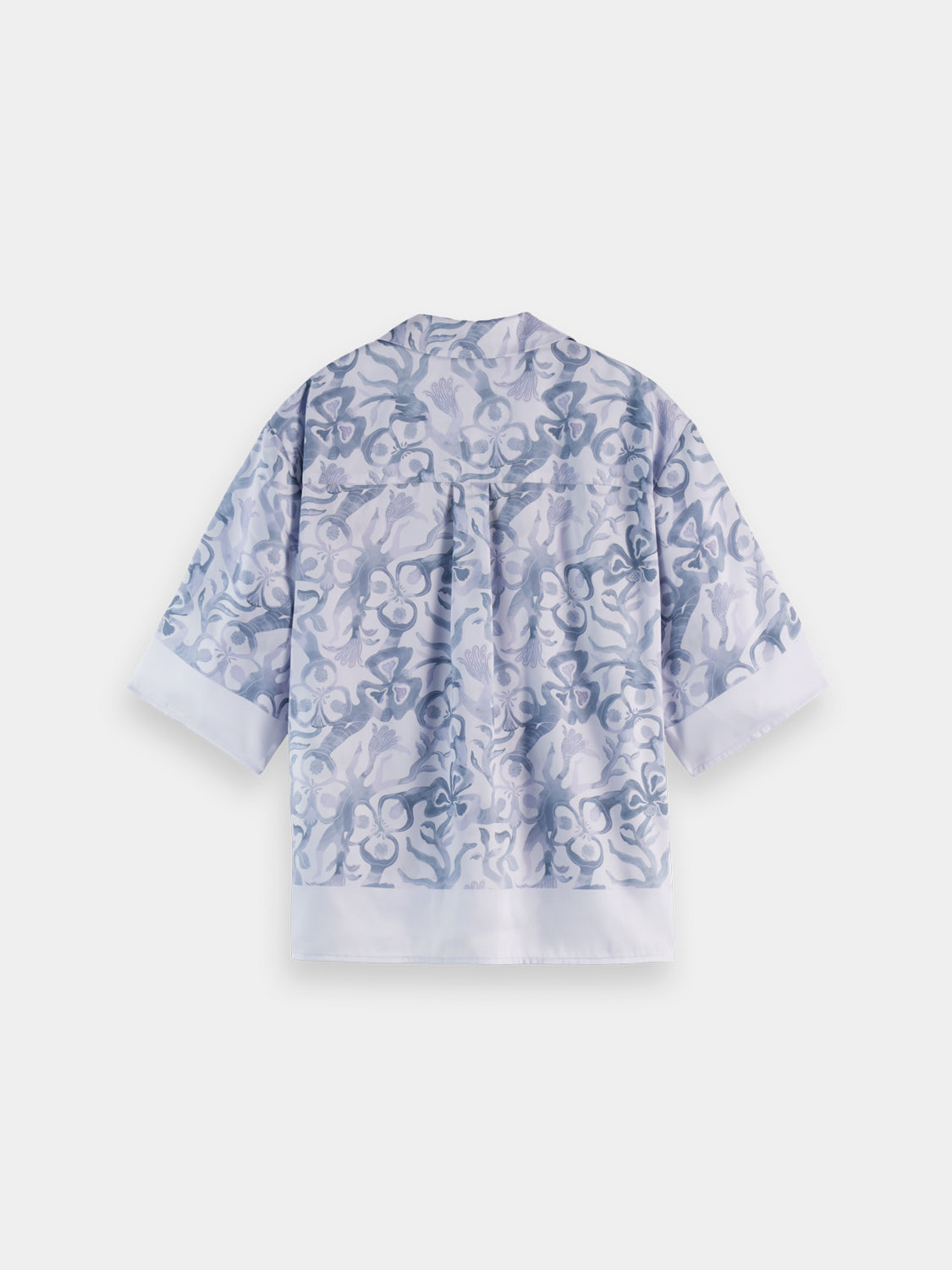 Printed short-sleeved shirt by Scotch & Soda featuring a stylish pattern and classic collar, shown from the back.