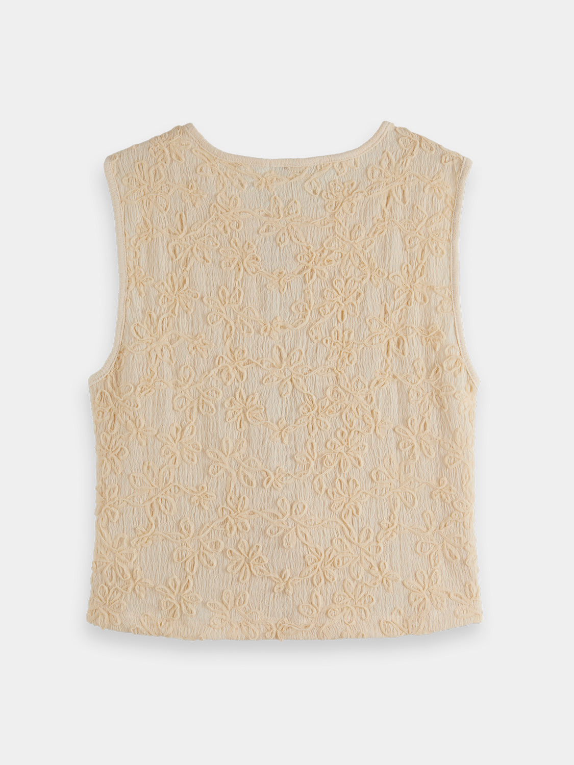 Structured tank top with bow closure from Scotch & Soda, featuring a fitted design and back view.