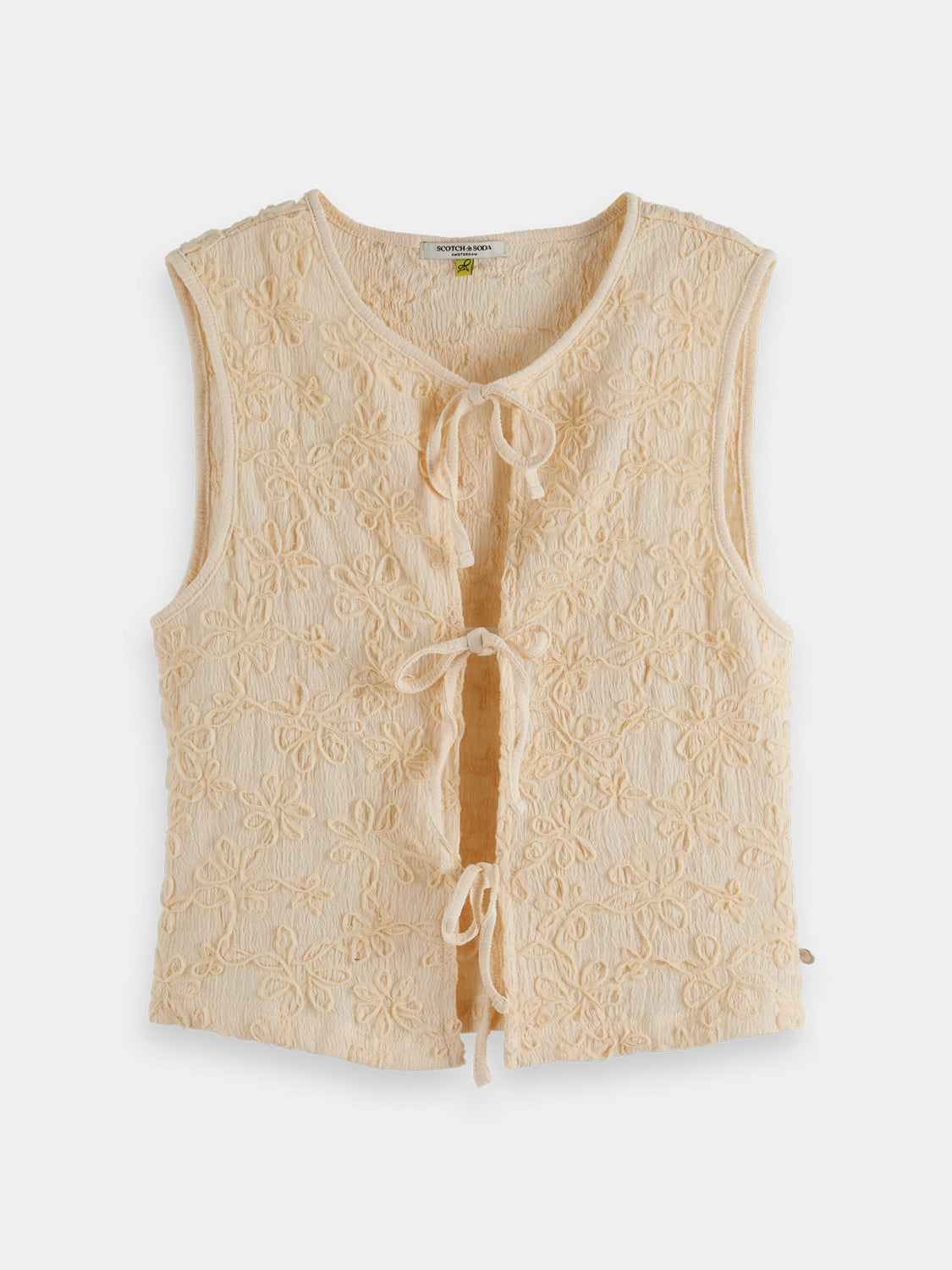 Structured tank top with bow closure by Scotch & Soda, featuring a sleek design and tailored fit.