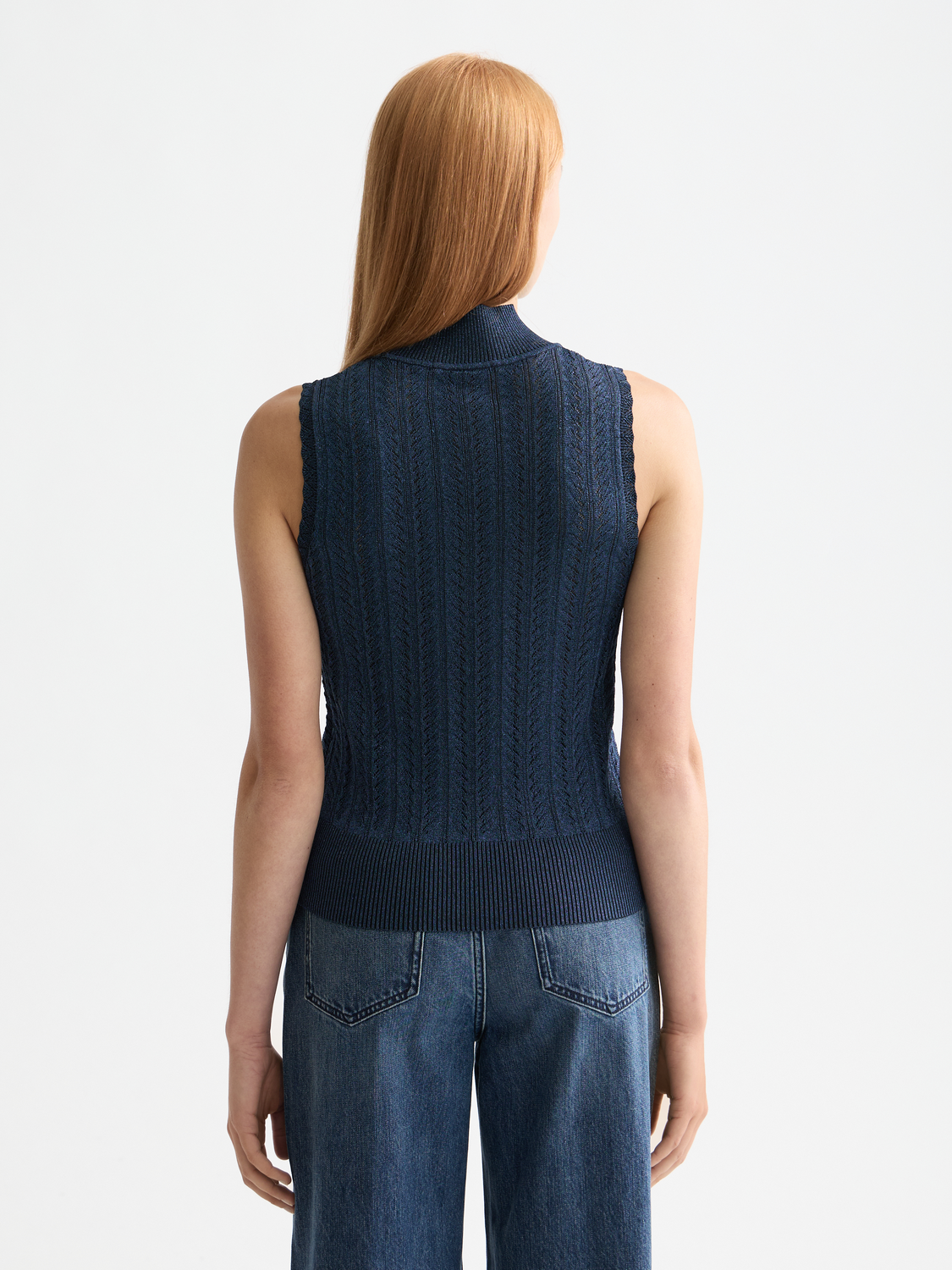 Metallic pointelle tank top from Scotch & Soda featuring a sleeveless design and textured knit fabric.