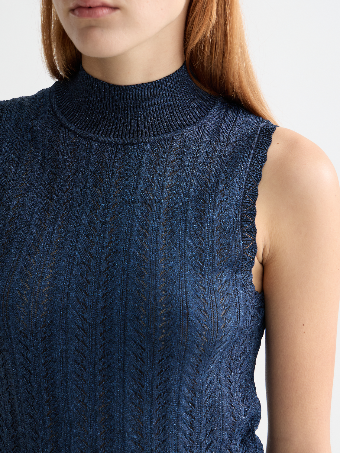 Metallic pointelle tank top from Scotch & Soda featuring a lightweight, breathable fabric and stylish design.