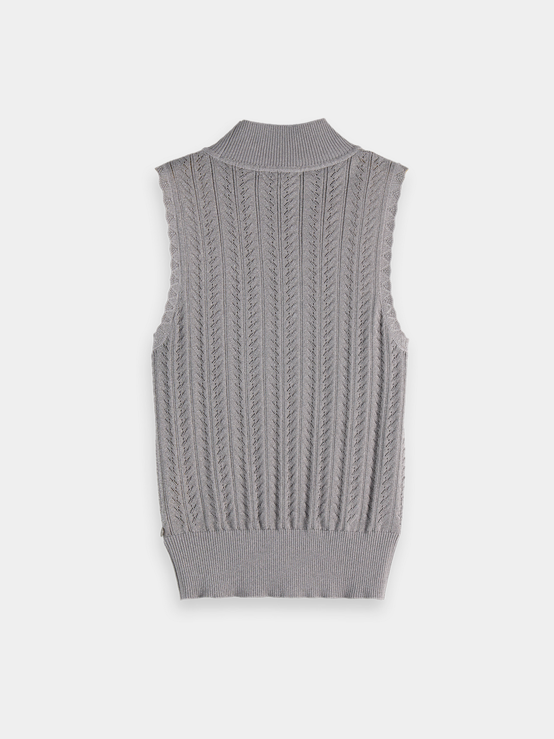 Metallic pointelle tank top from Scotch & Soda, featuring a lightweight, breathable fabric with a stylish open-knit design.