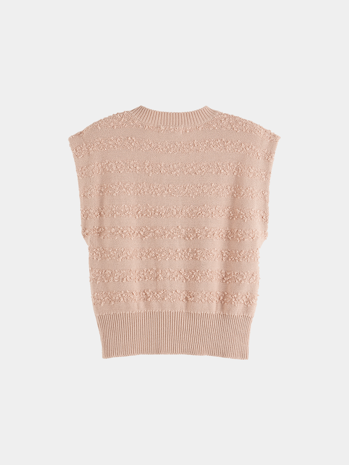 Scotch & Soda boucle stripe spencer knitwear with blue and white pattern, featuring a textured, cozy design.