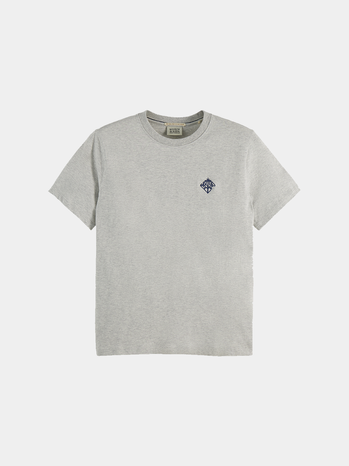 Embroidered SCOTCH & SODA short-sleeve T-shirt with colorful floral embroidery on the front, casual and stylish for everyday wear.