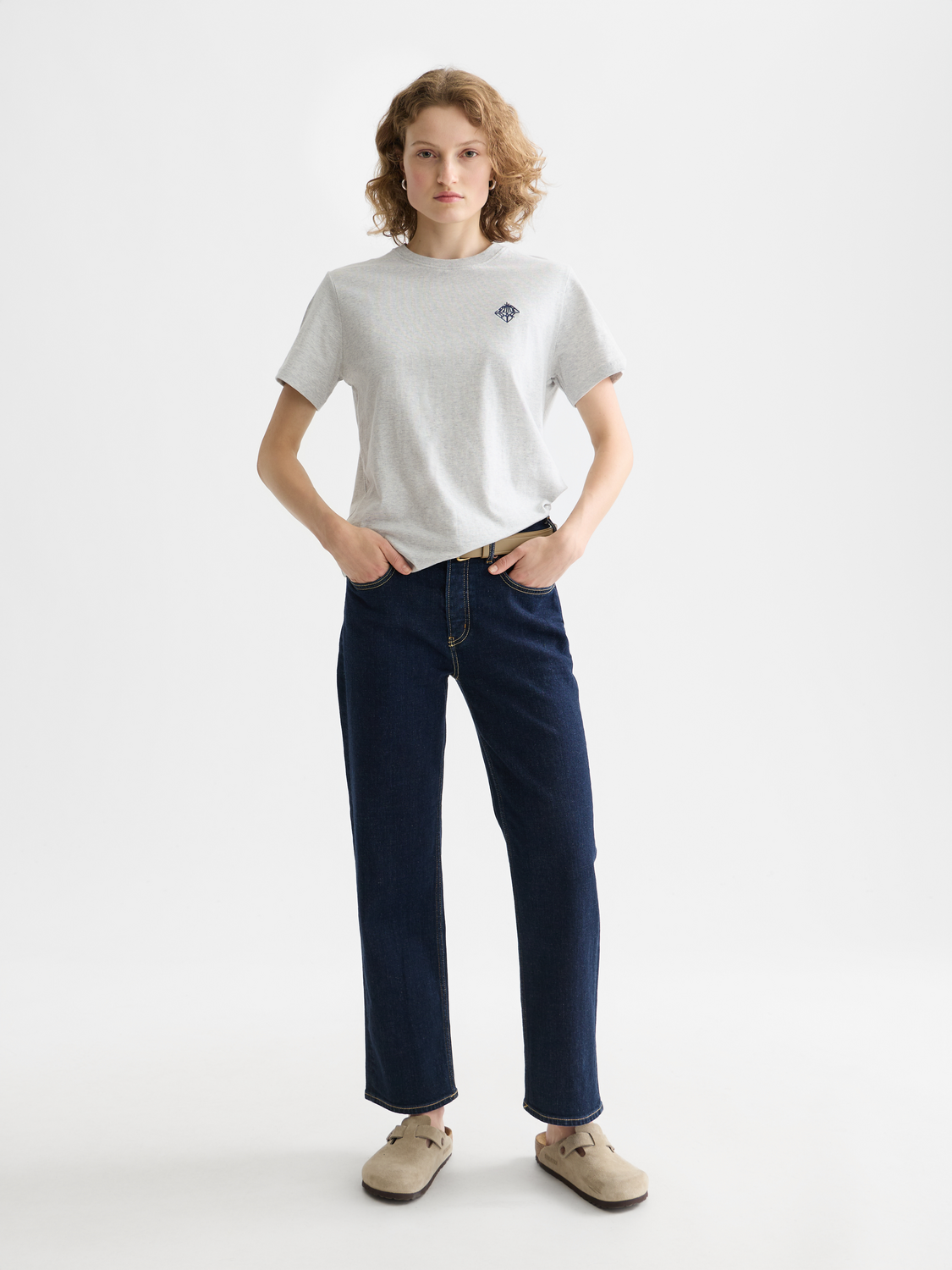 Scarlet embroidered Scotch & Soda short-sleeve T-shirt with intricate floral embroidery on front, casual and stylish for everyday wear