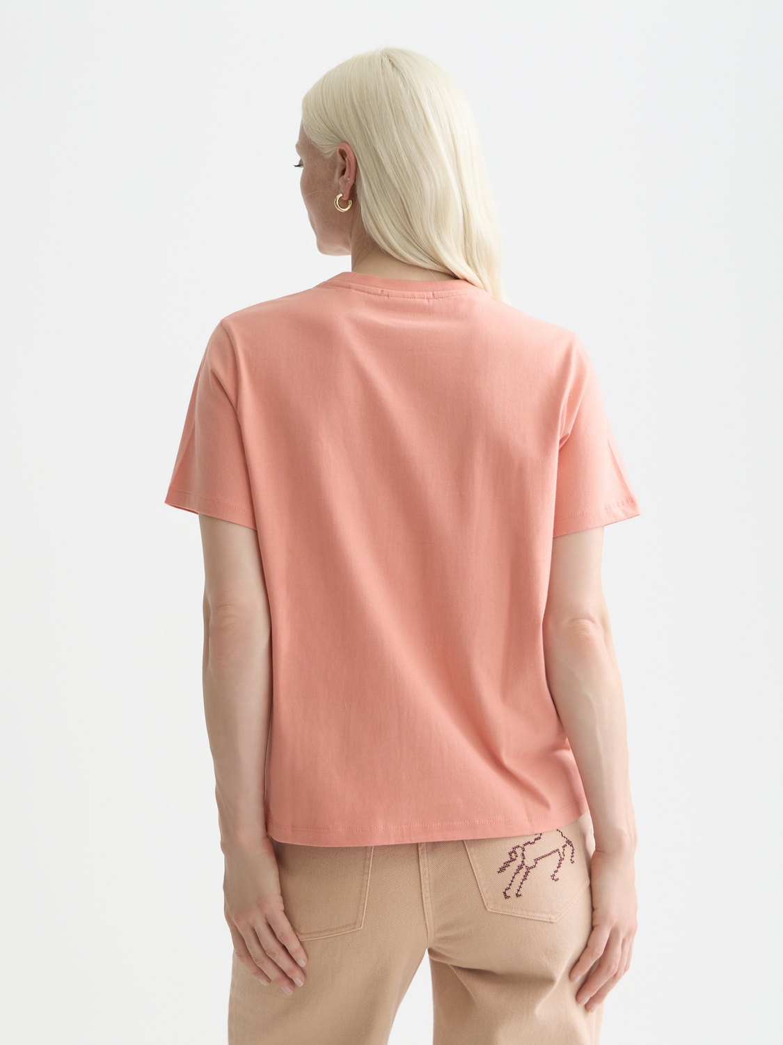 Short sleeve embroidered T-shirt by Scotch & Soda with colorful floral embroidery on the back, casual and stylish.