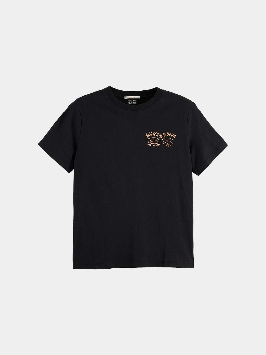Scarlet chest artwork t-shirt from Scotch & Soda, short sleeve casual tee with vibrant graphic design on front.