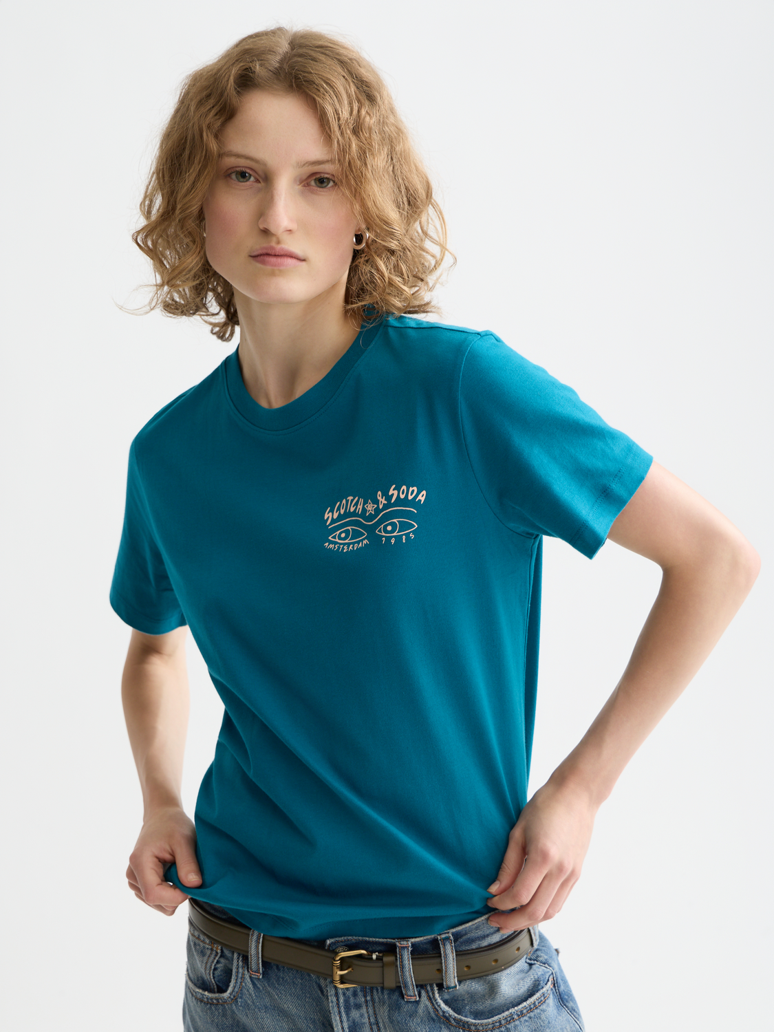 SCOTCH & SODA chest artwork short-sleeve T-shirt in V473 colorway