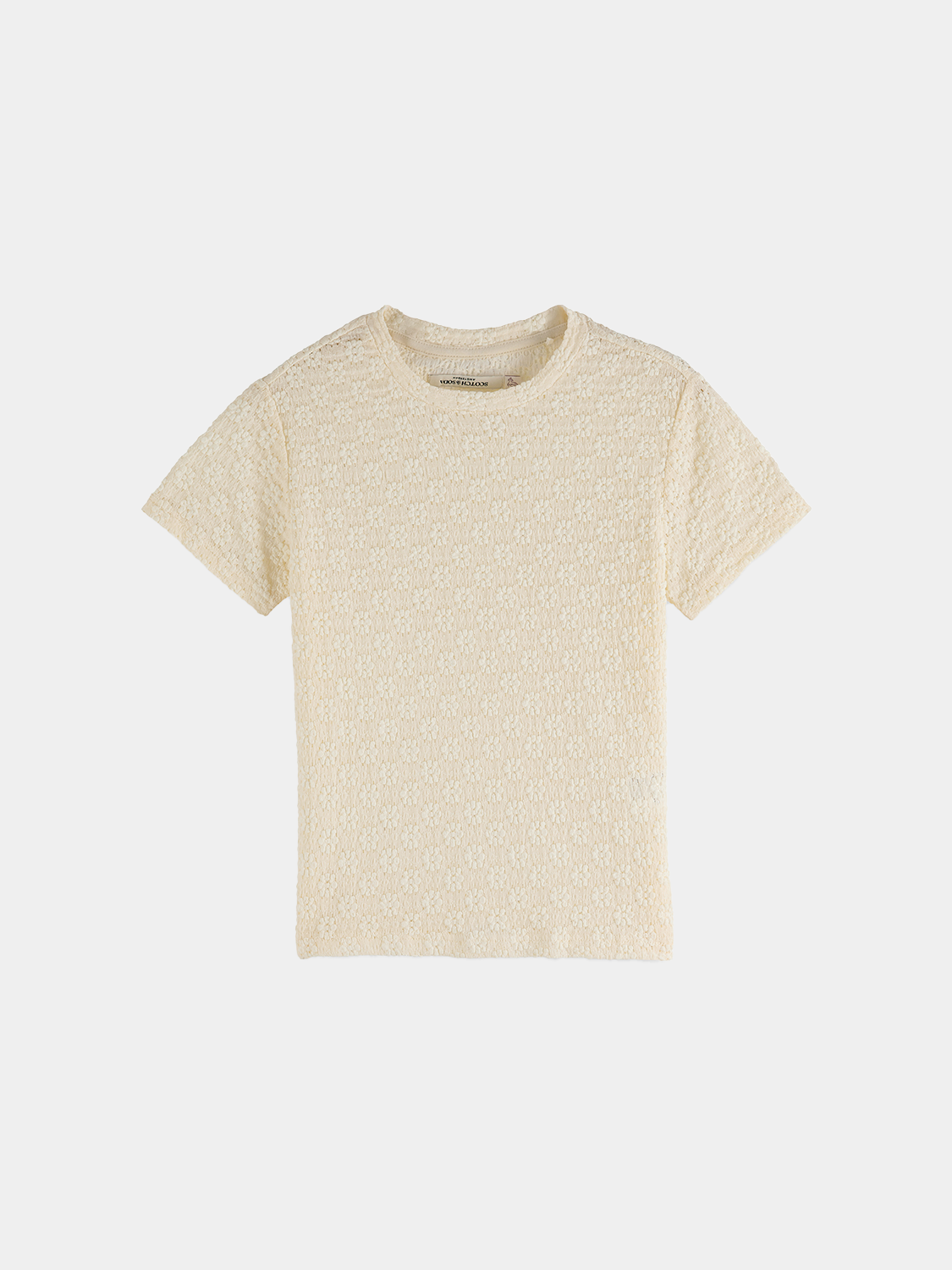 Light gray open structure short-sleeve T-shirt from Scotch & Soda with a relaxed fit and breathable fabric.