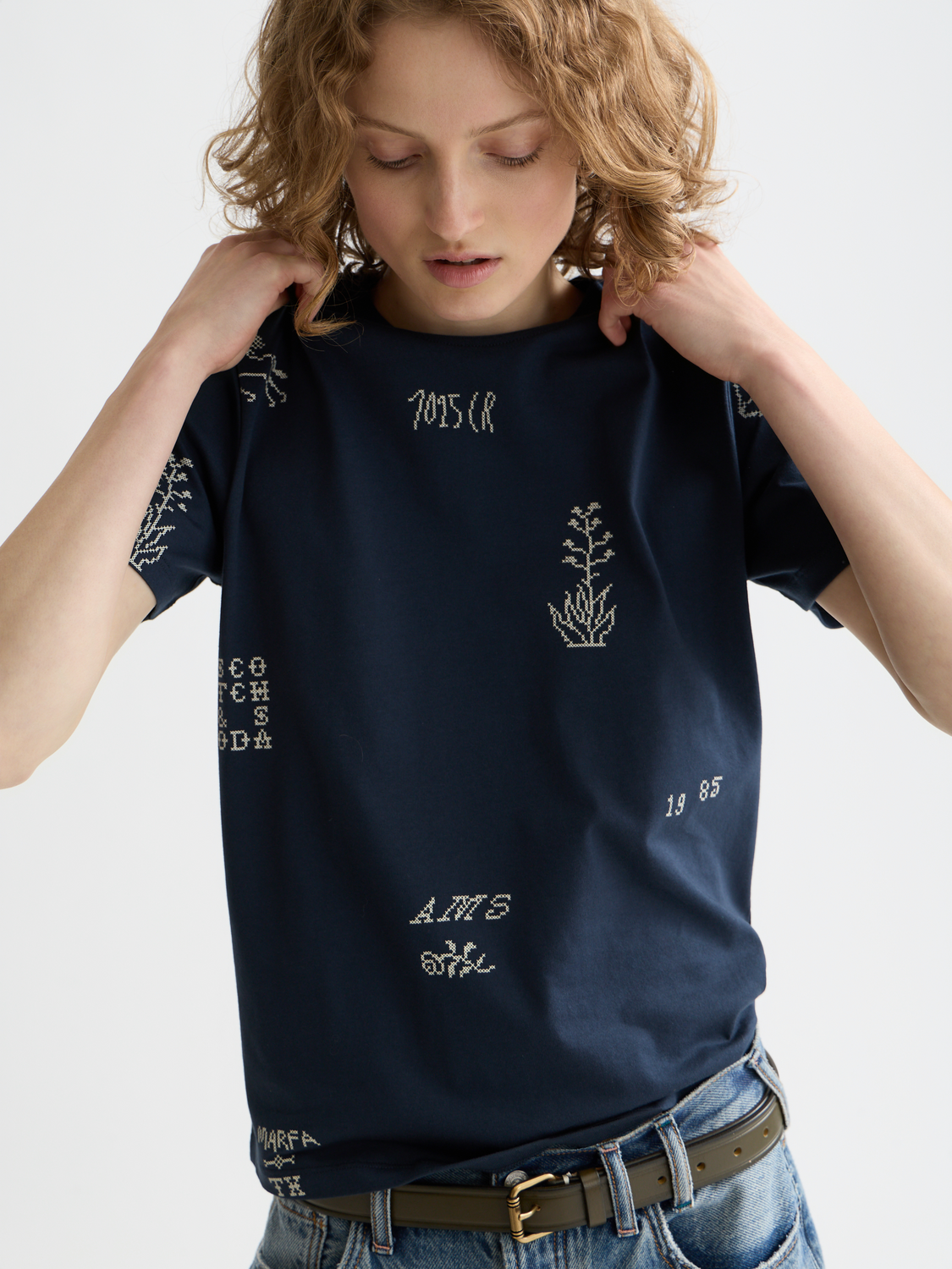 Printed Scotch & Soda short-sleeve t-shirt with colorful graphic design on soft cotton fabric.