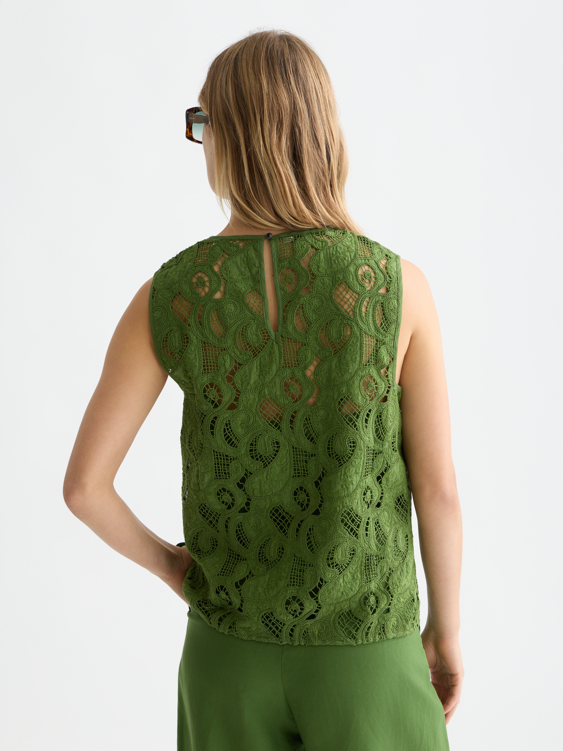 Embroidered woven top from Scotch & Soda featuring intricate embroidery, long sleeves, and a relaxed fit back view.