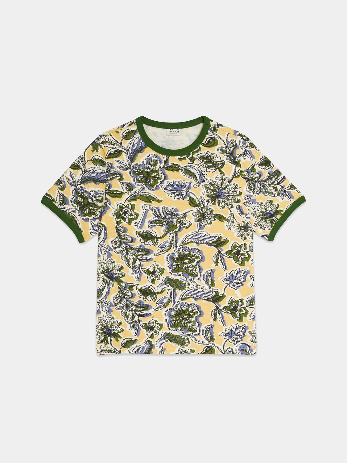 Printed Scotch & Soda short sleeve t-shirt featuring a colorful graphic design on soft fabric.