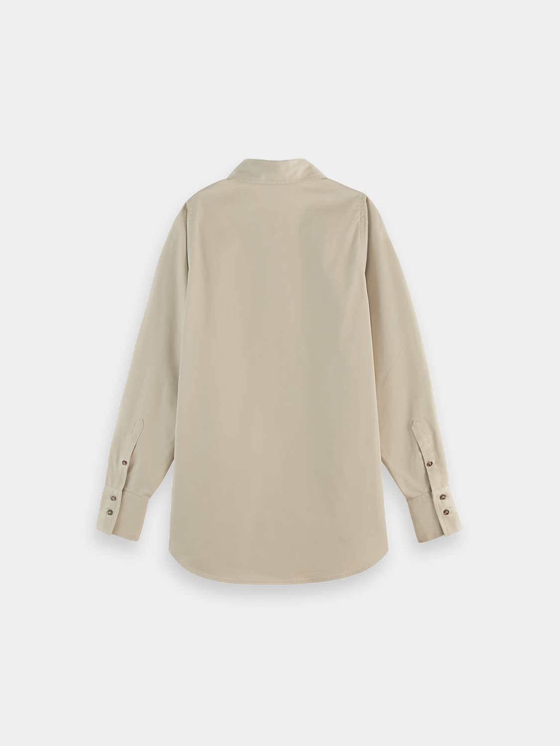 Long sleeve contrast stitch shirt by Scotch & Soda, featuring detailed stitching and classic design, shown in black fabric.