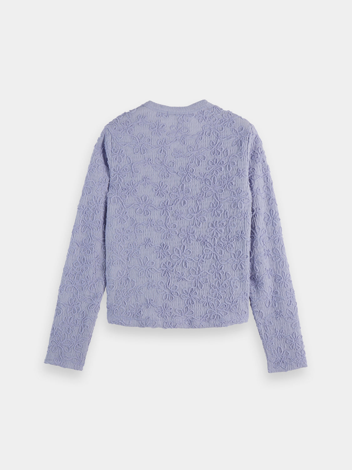 Black textured long-sleeve button-up top by Scotch & Soda, featuring a stylish fabric pattern and classic collar design.