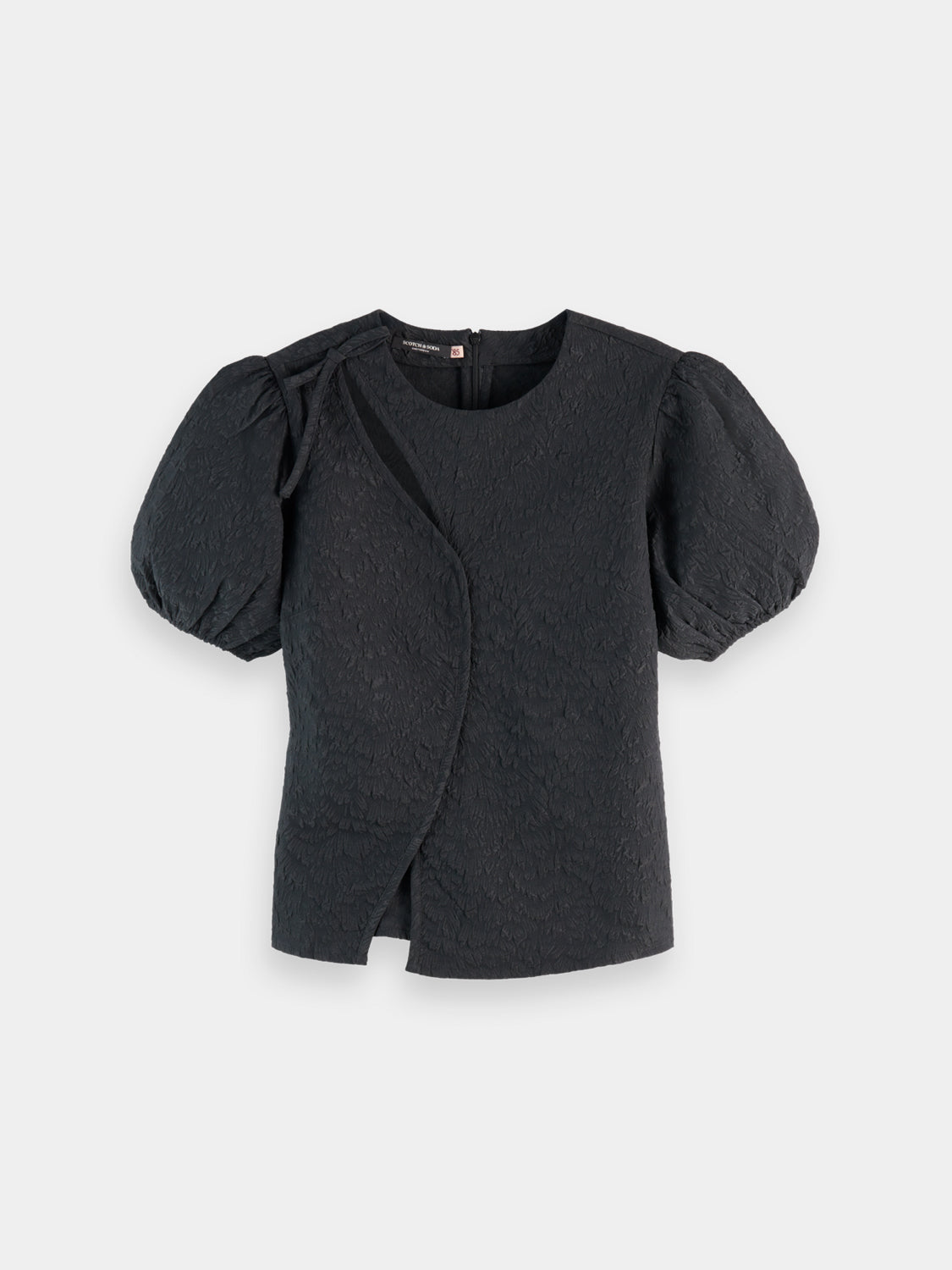 Woven top with puff sleeves and textured fabric from Scotch & Soda, featuring a stylish, feminine design.
