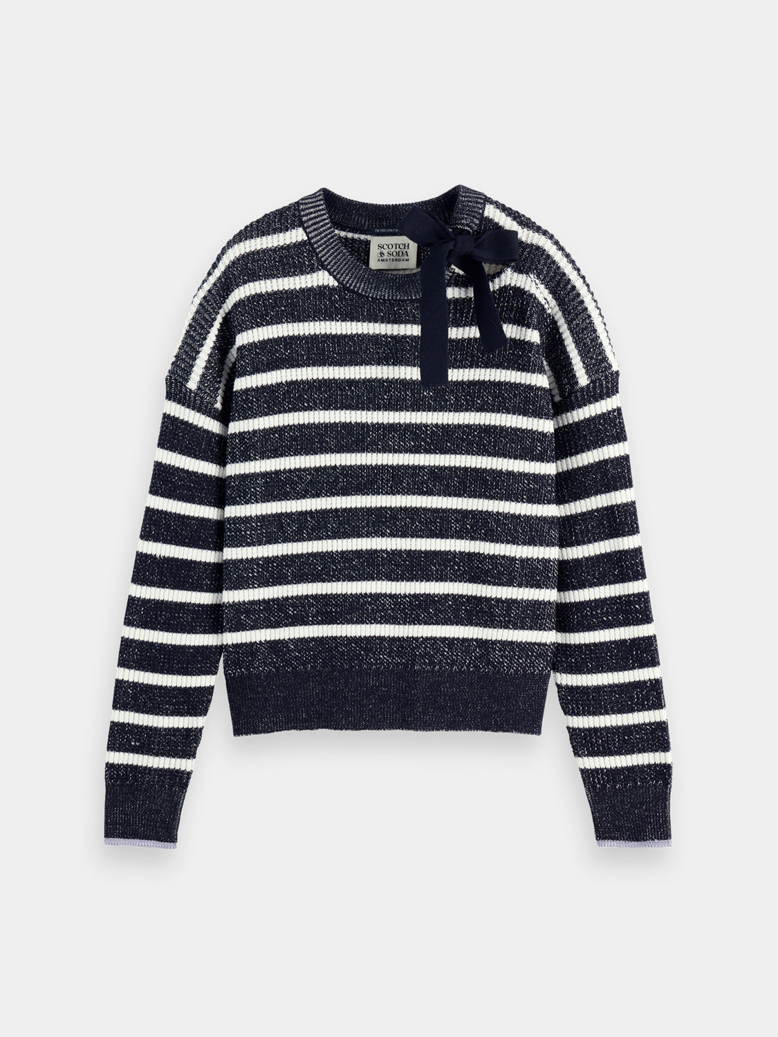 Stripe tie neck pullover - Scotch & Soda NZ