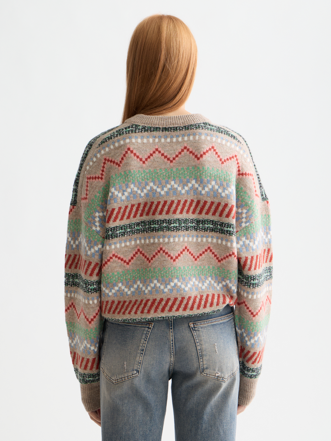 SCOTCH & SODA Fair Isle knit pullover in black, featuring intricate colorwork pattern and cozy knit fabric.