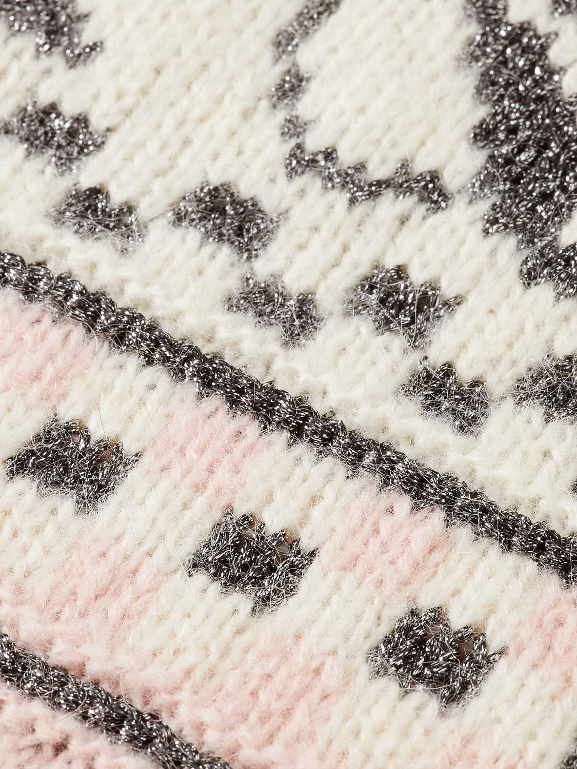 Metallic Fair Isle knitwear pullover by Scotch & Soda, featuring festive pattern in metallic yarn, displayed on a neutral background.