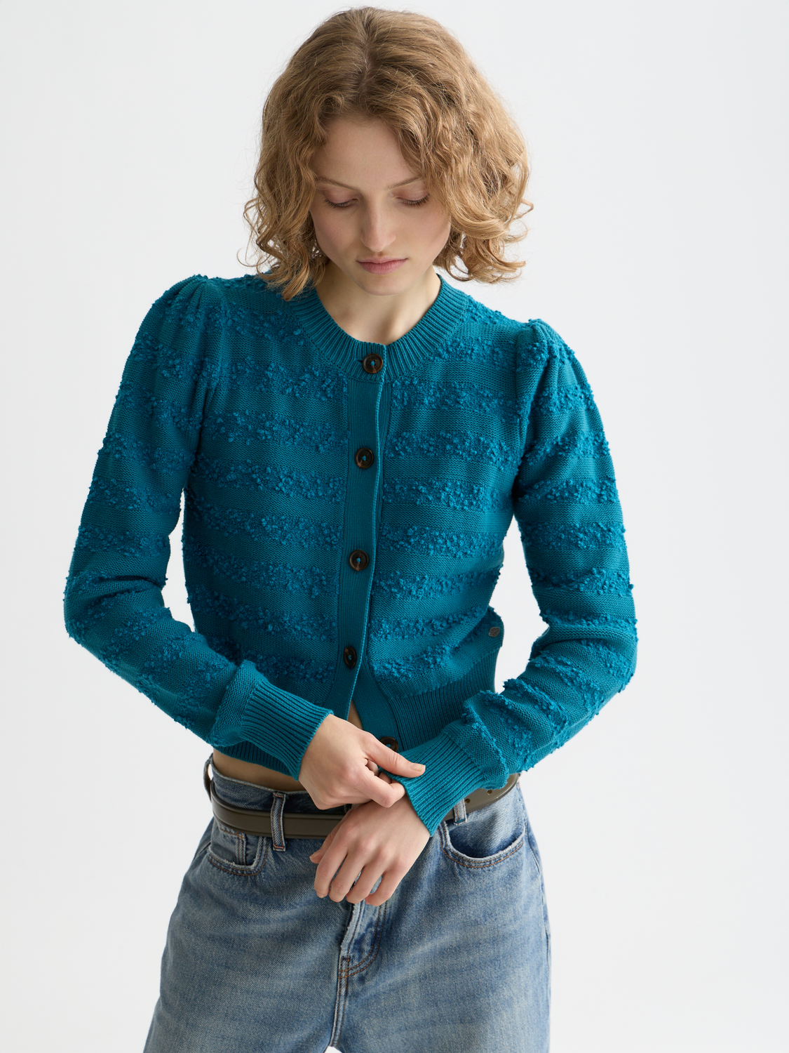 Boucle stripe cardigan