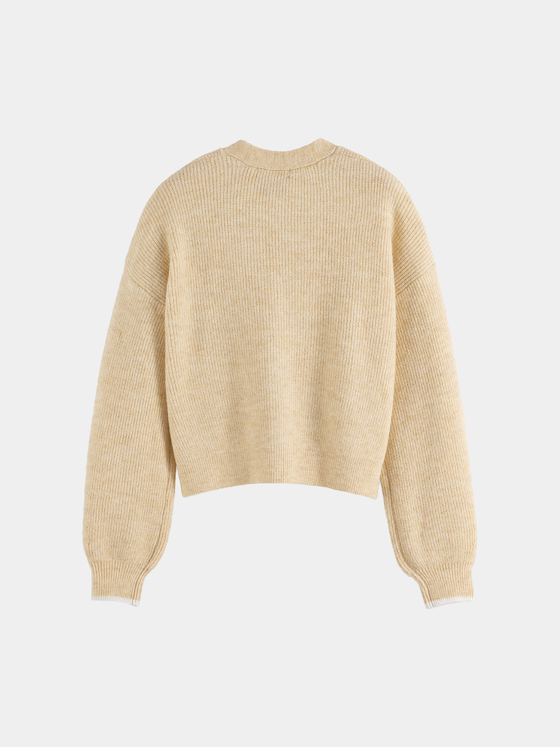 Fuzzy black knit cardigan by Scotch & Soda featuring a cozy, textured knitwear design and button front.
