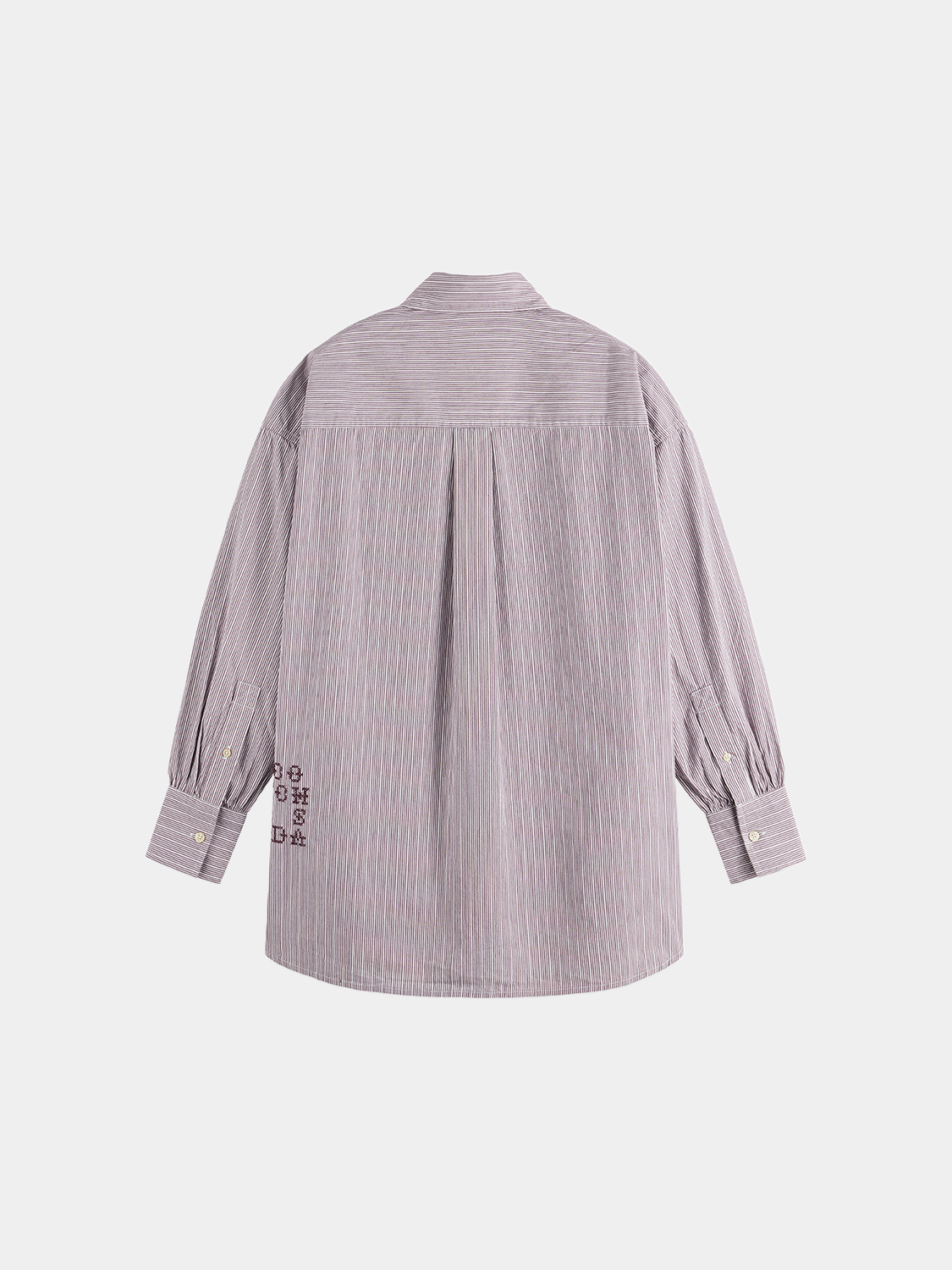 Black long-sleeve embroidered girlfriend shirt by Scotch & Soda, featuring detailed floral embroidery on soft fabric.