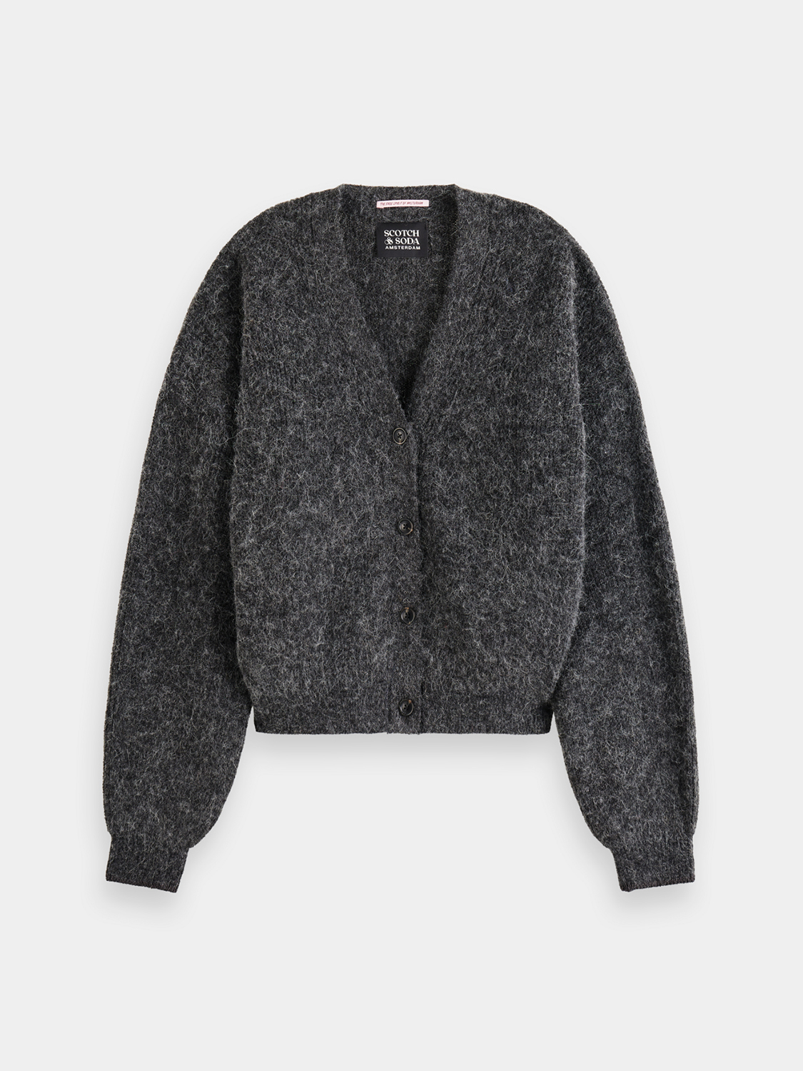 Soft fuzzy knitwear cardigan by Scotch & Soda with a cozy, textured design and open front, perfect for casual wear.