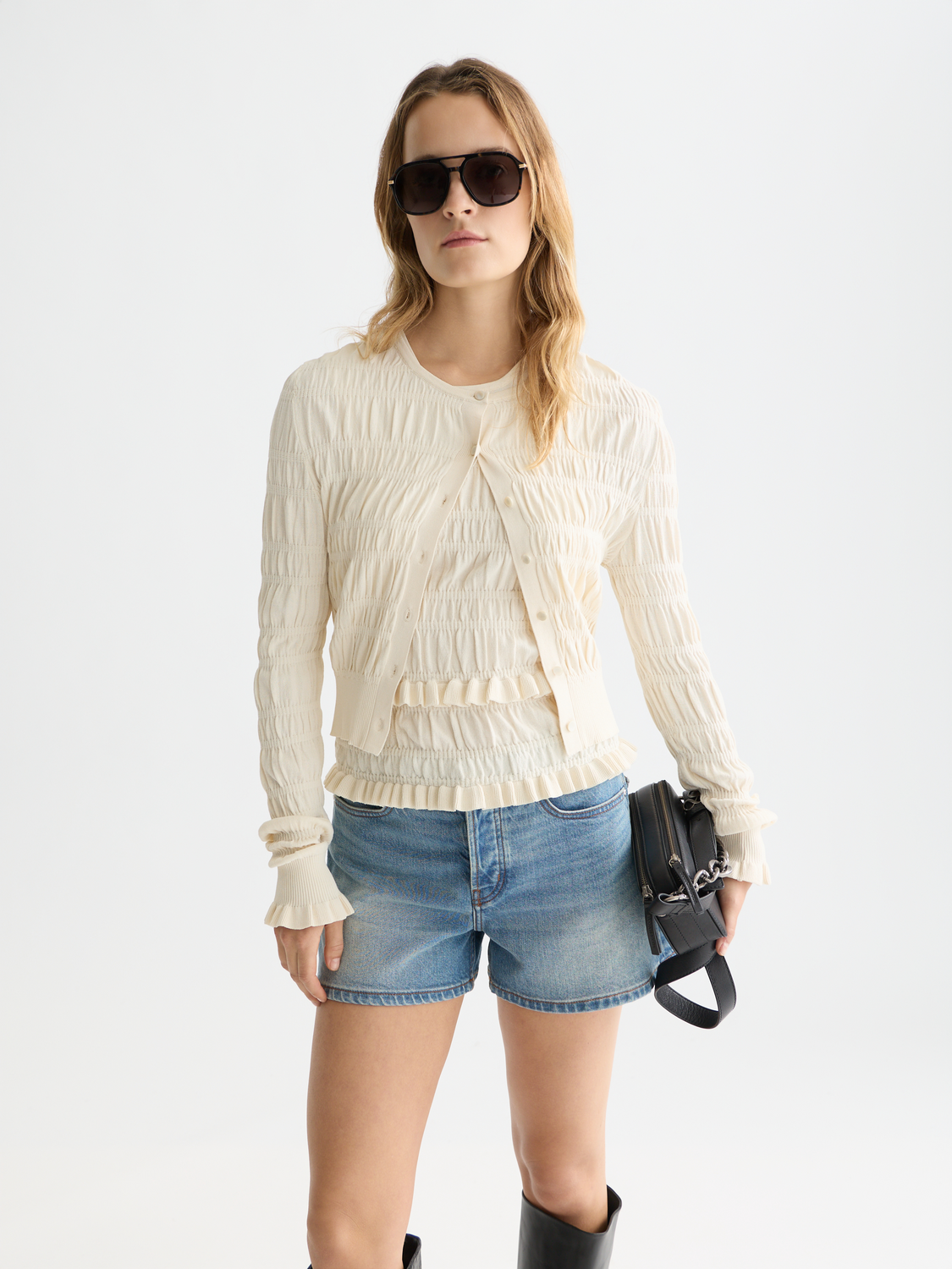 Smock stitch cardigan