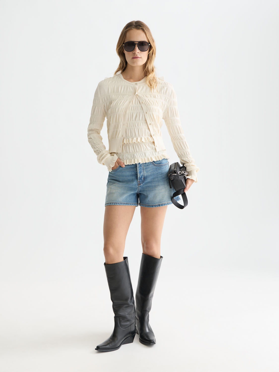 Smock stitch cardigan