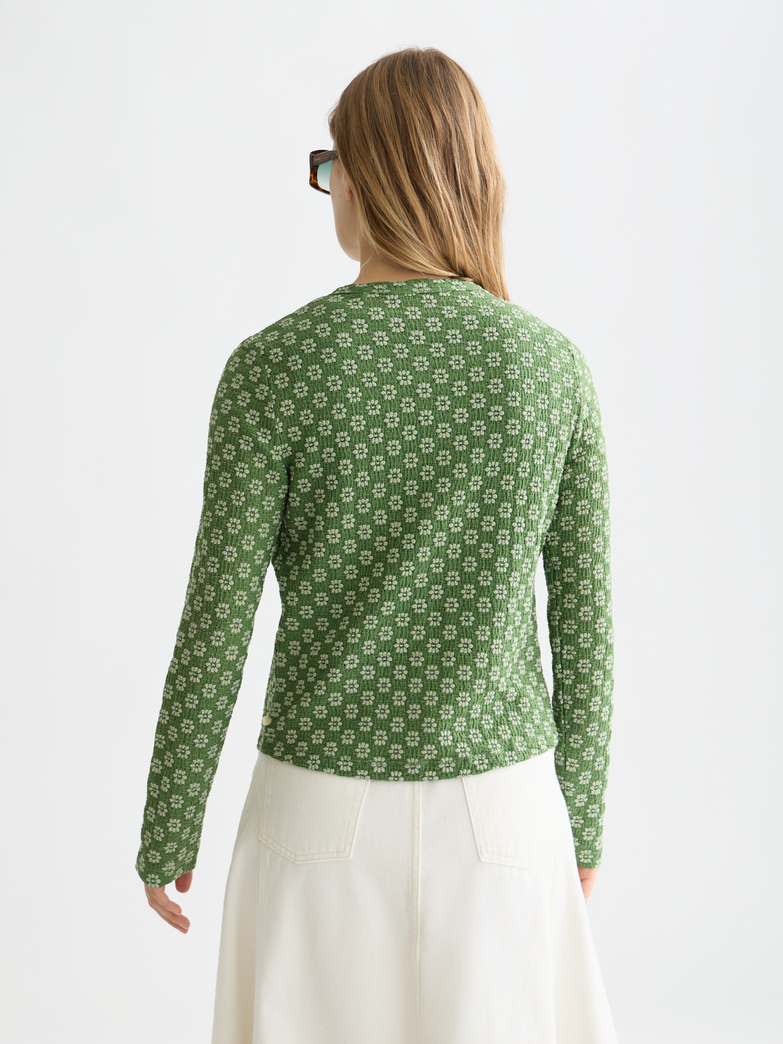 Long-sleeved button-up T-shirt by Scotch & Soda featuring a classic fit and detailed collar, shown from the back view.