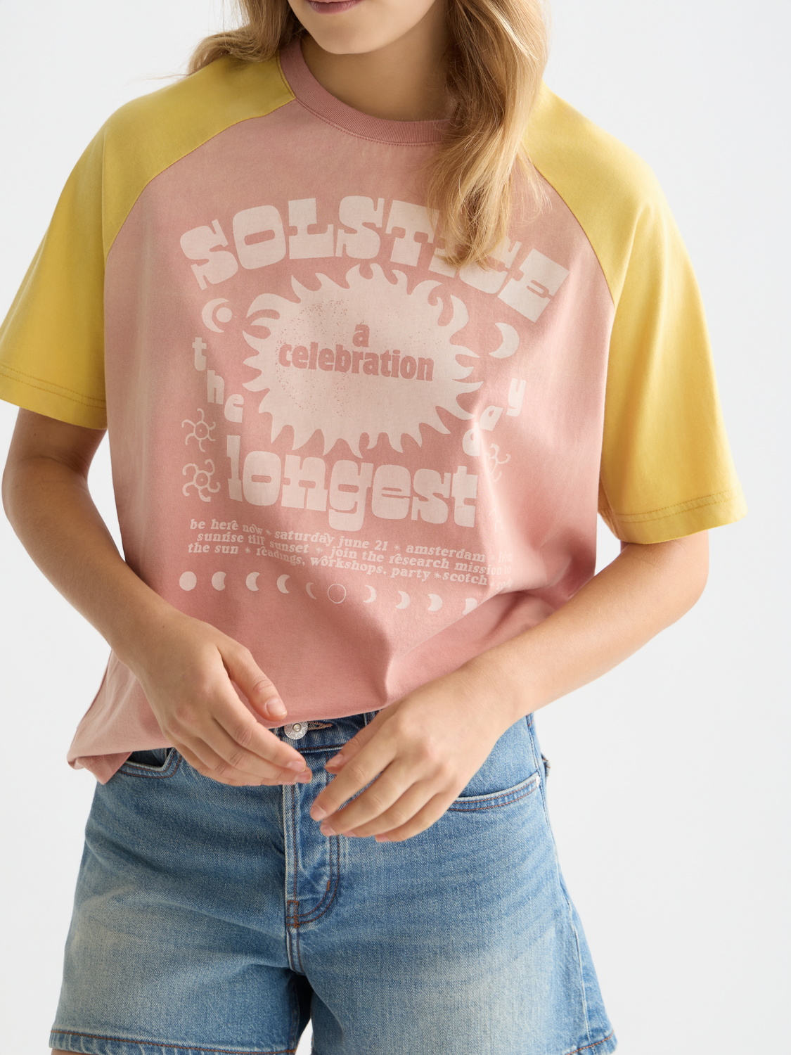 Short-sleeve raglan artwork T-shirt by Scotch & Soda featuring colorful graphic design on front.
