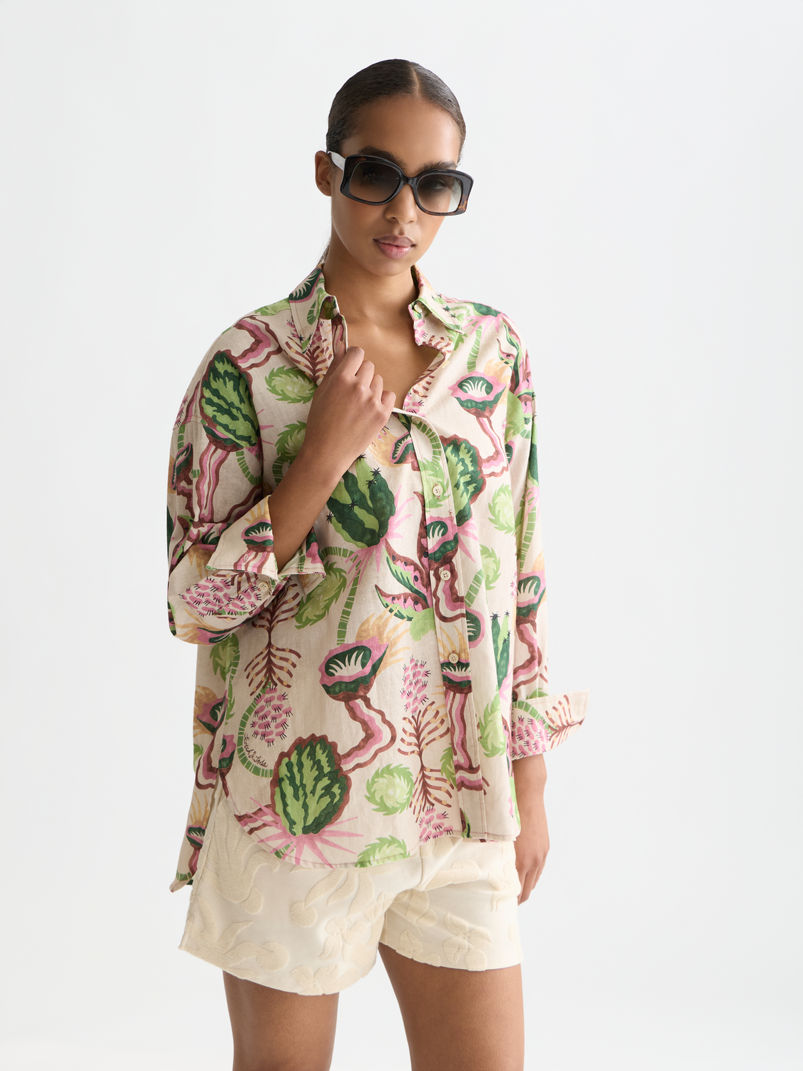 Long-sleeve printed shirt by Scotch & Soda featuring a vibrant, patterned design and classic collar detail.