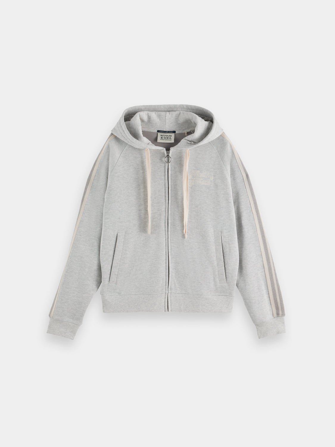 Black zip-through hoodie from Scotch & Soda with front pockets and a comfortable, casual fit.