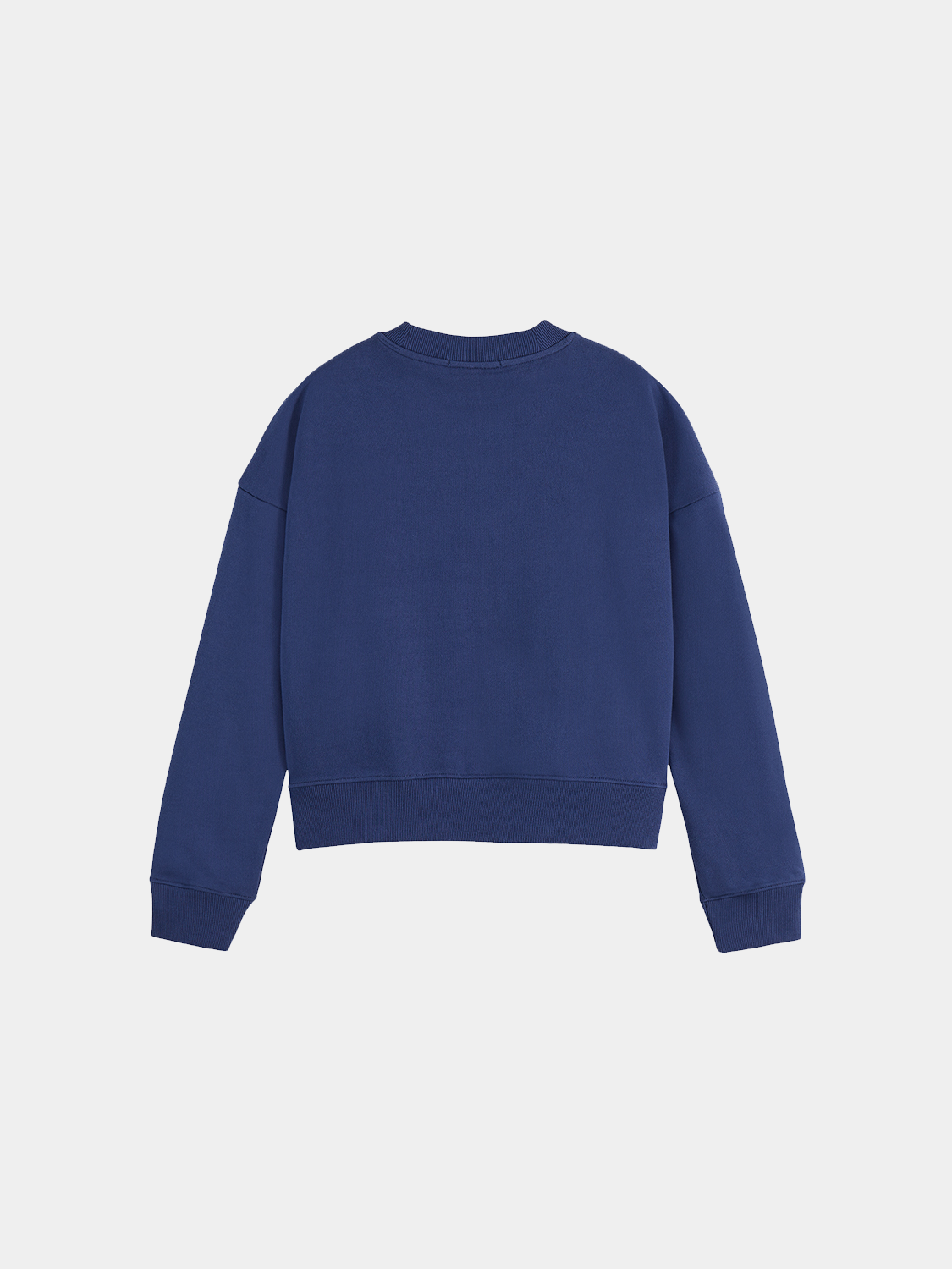 Black SCOTCH & SODA embroidered logo sweatshirt with a relaxed fit and ribbed cuffs, shown from the back.