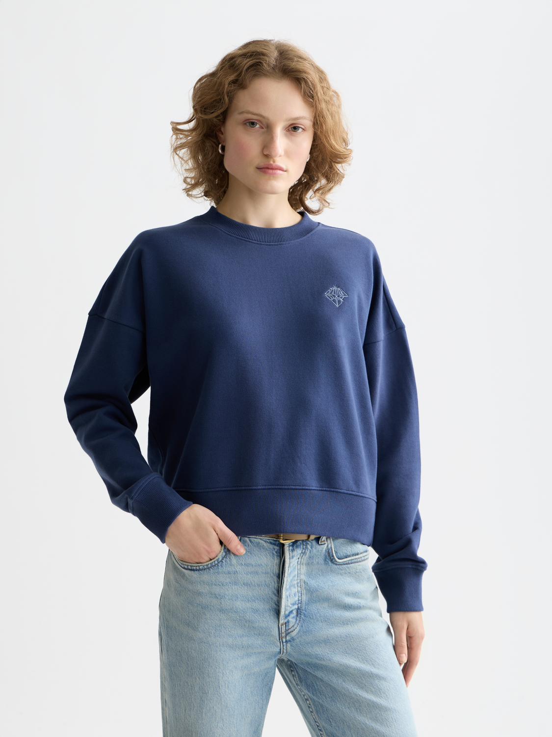 Embroidered logo sweatshirt from Scotch & Soda featuring a casual fit and detailed embroidery on the front.