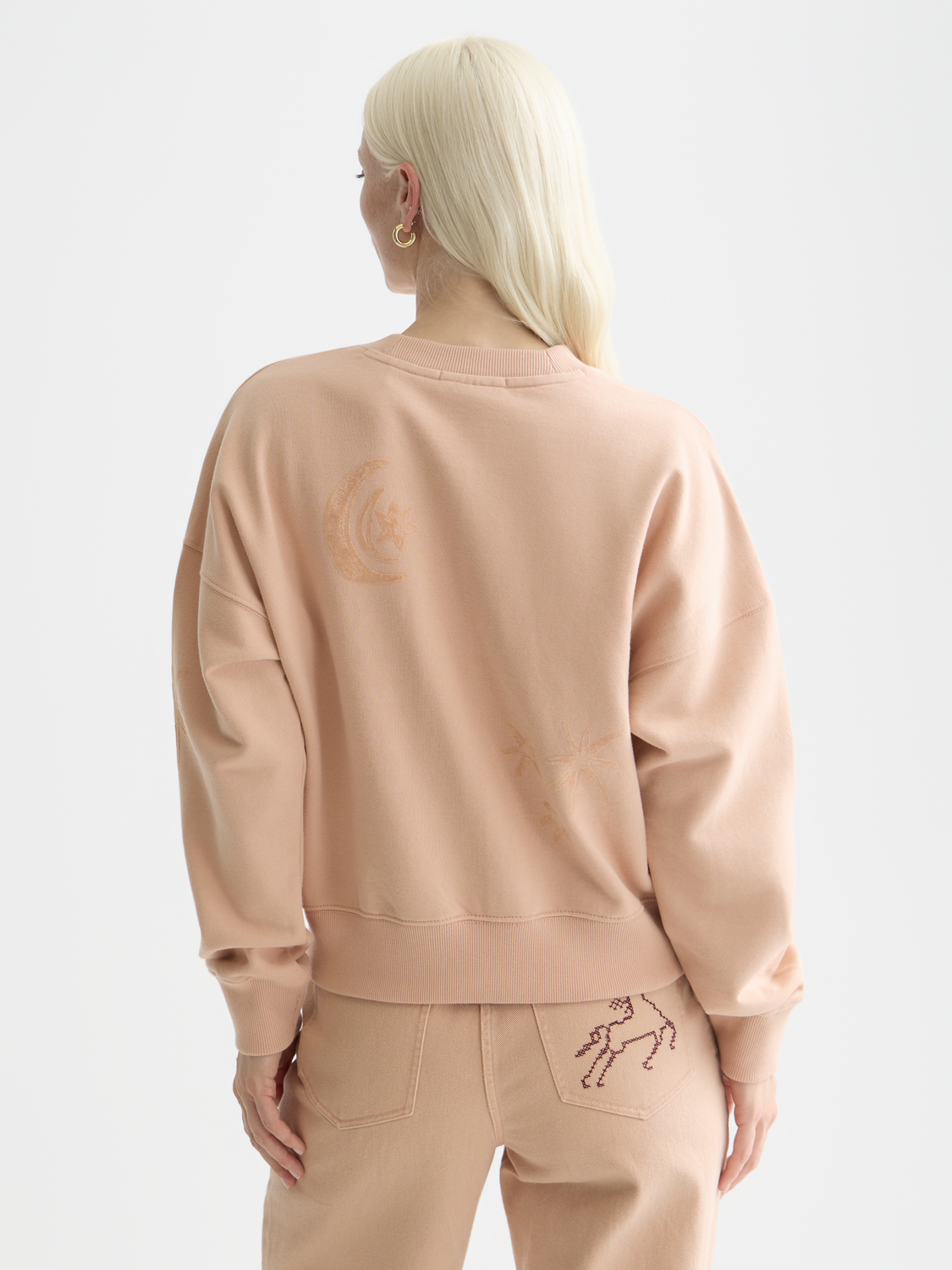 SCOTCH & SODA sweatshirt with flock print, featuring a soft textured design on the front