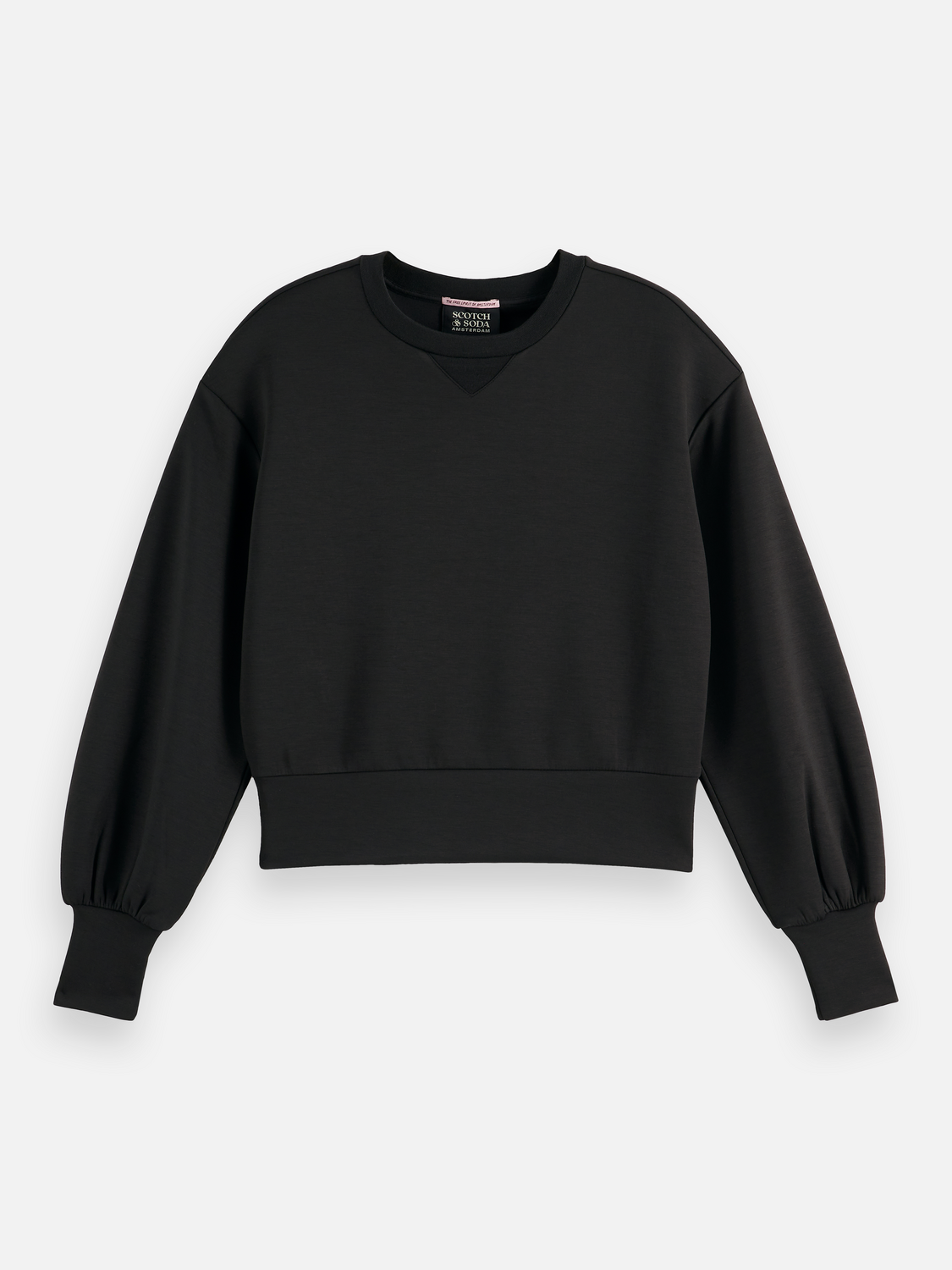 Soft gray Scotch & SODA modal sweatshirt, cozy long-sleeve sweats with a relaxed fit and smooth fabric texture.