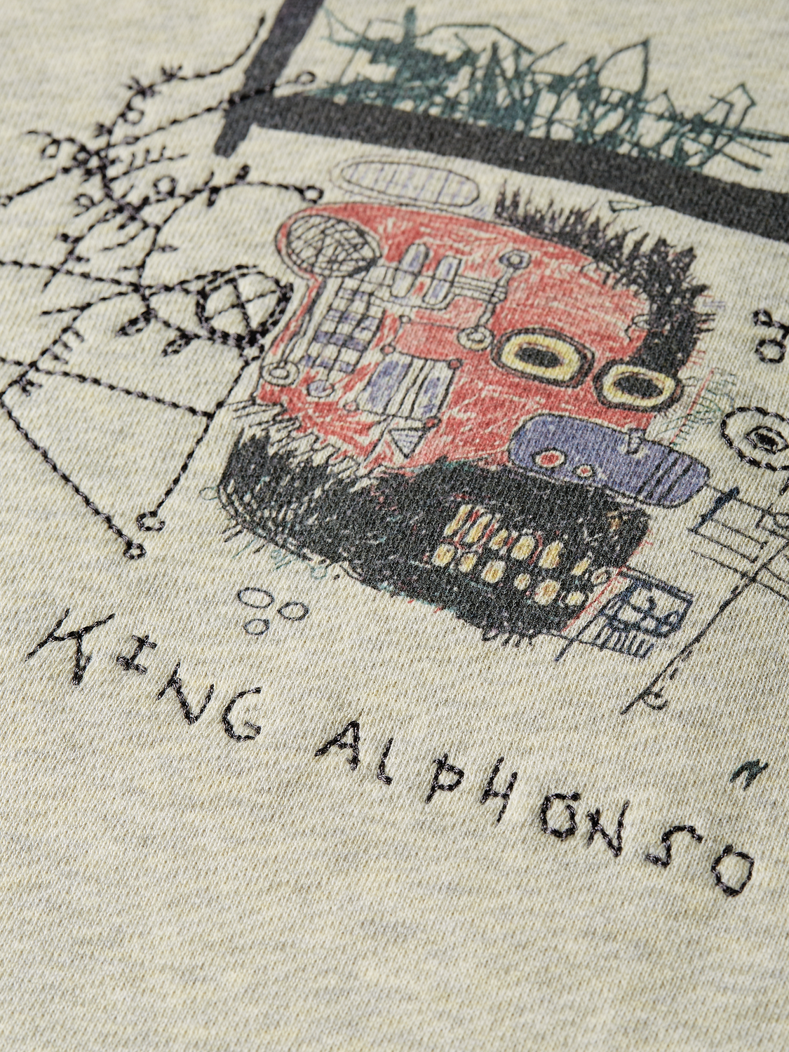 Scotch & Soda S&S x Basquiat washed artwork hoodie in soft fabric with colorful Basquiat-inspired graphic design.