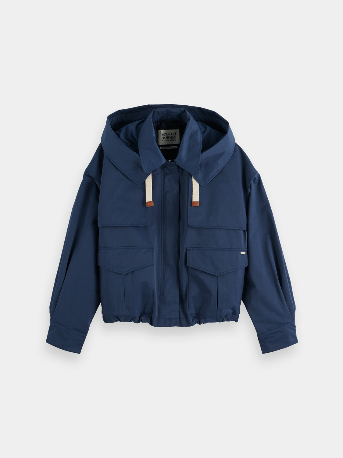 Cotton-blend jacket by Scotch & Soda, shown in a stylish design with front zipper and ribbed cuffs, casual outerwear for men.