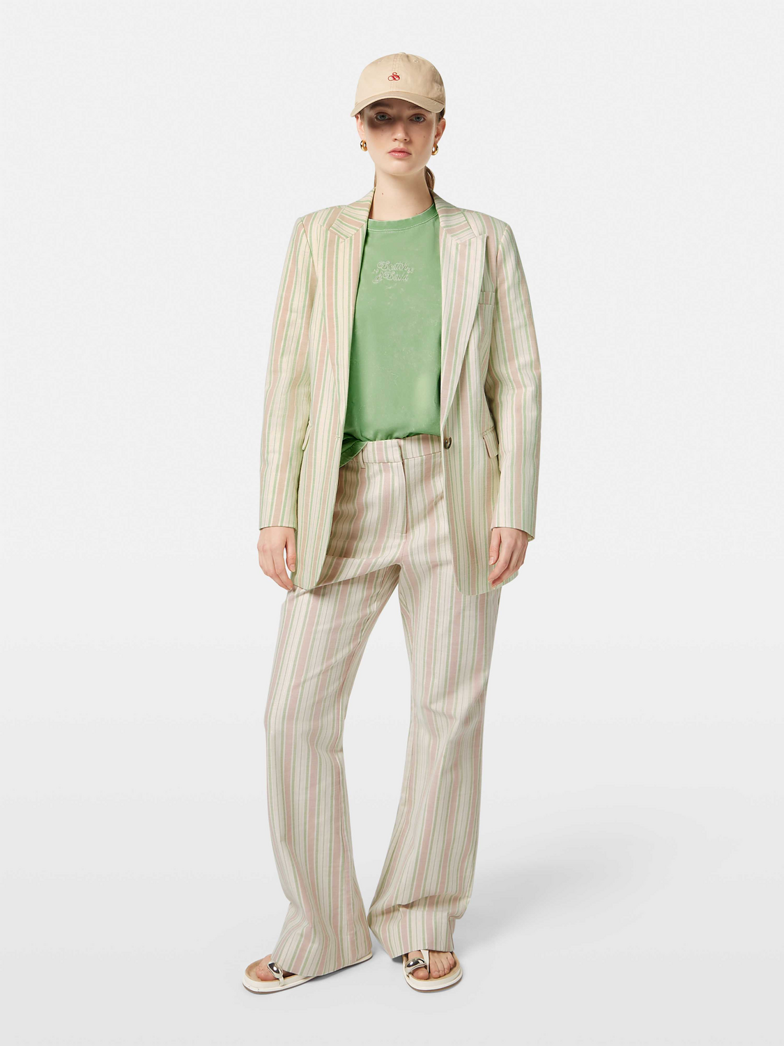 Lurex striped blazer by Scotch & Soda featuring metallic gold and black stripes, tailored fit, and classic lapel design.