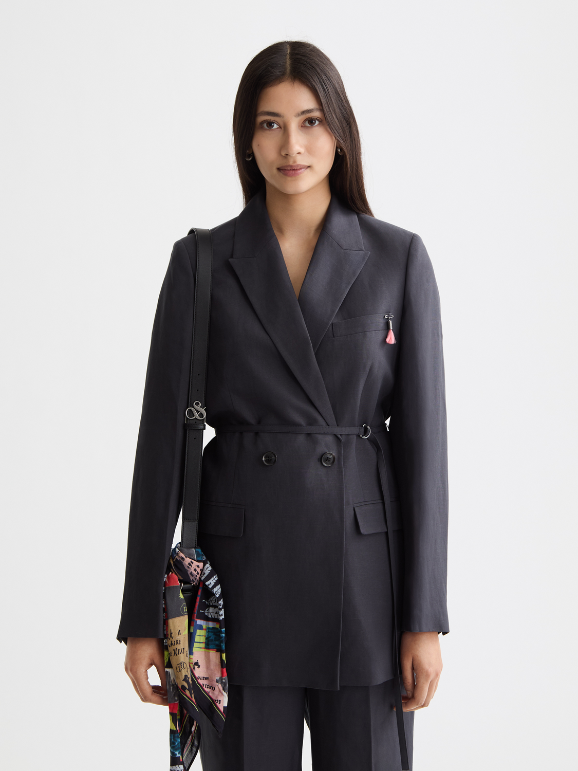 Double-breasted belted blazer - Scotch & Soda NZ