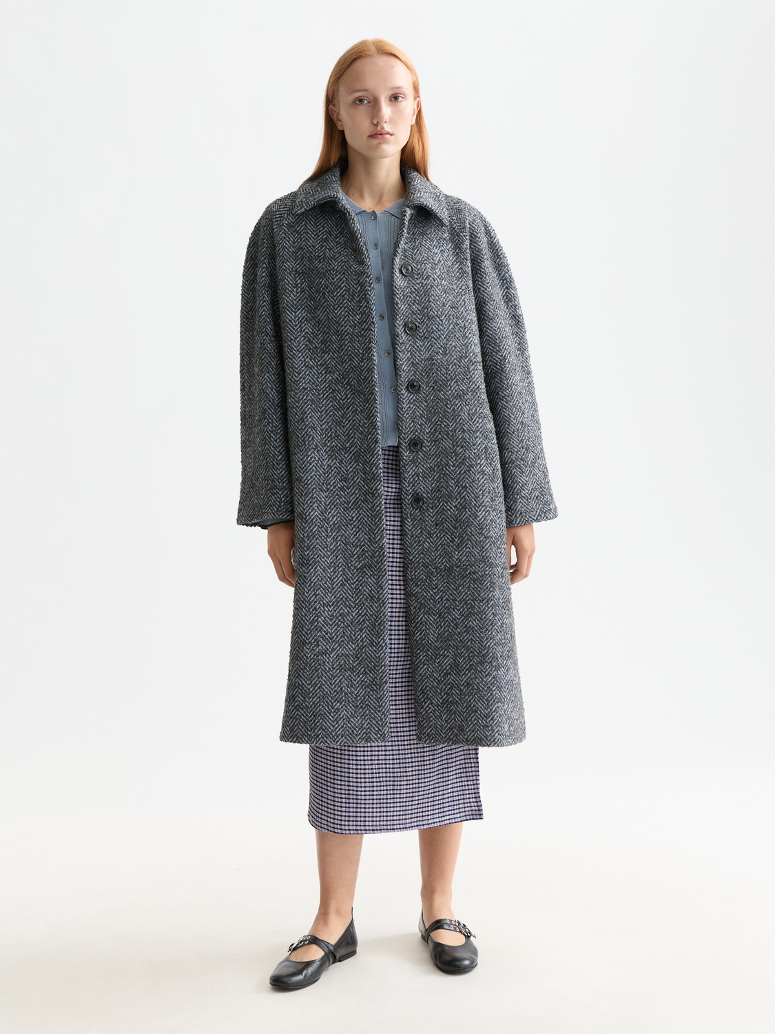 Wool-blend carcoat jacket by Scotch & Soda, front view showing tailored design and classic collar, in neutral tones.