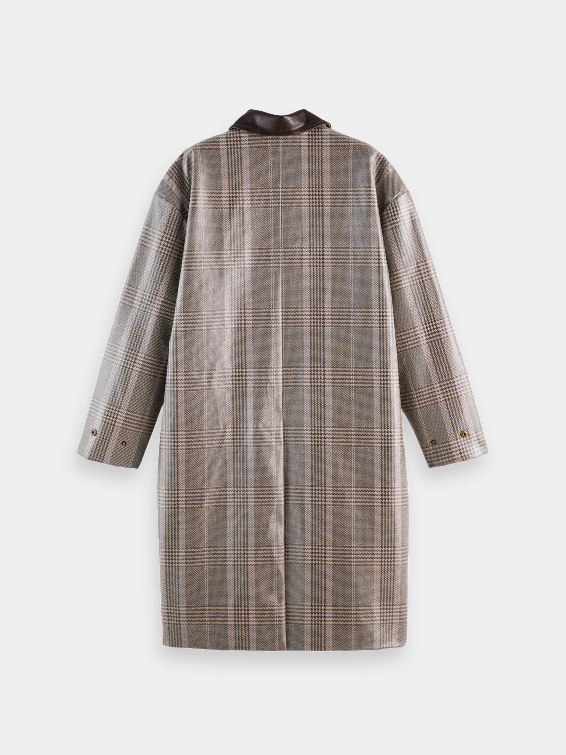 Black coated raincoat from Scotch & Soda, lightweight jacket with a smooth, shiny finish and hood for wet weather protection.