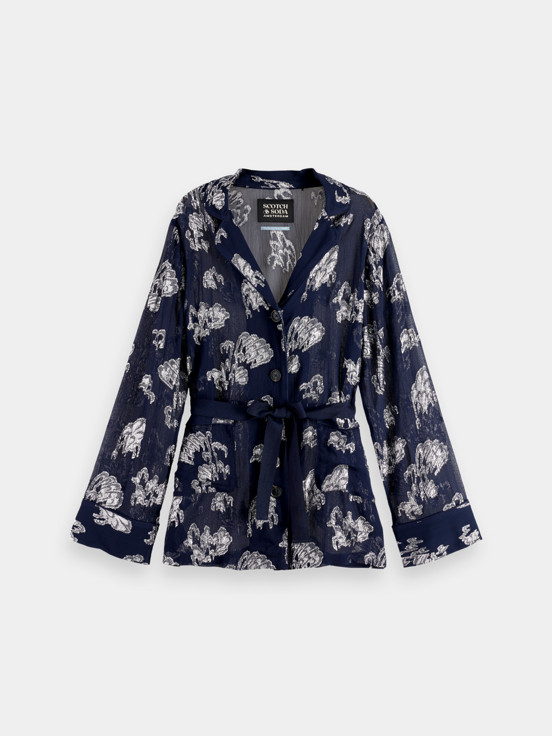 SCOTCH & SODA pyjama blazer in soft fabric with a tailored fit, featuring lapels and a button front for a stylish sleepwear look.