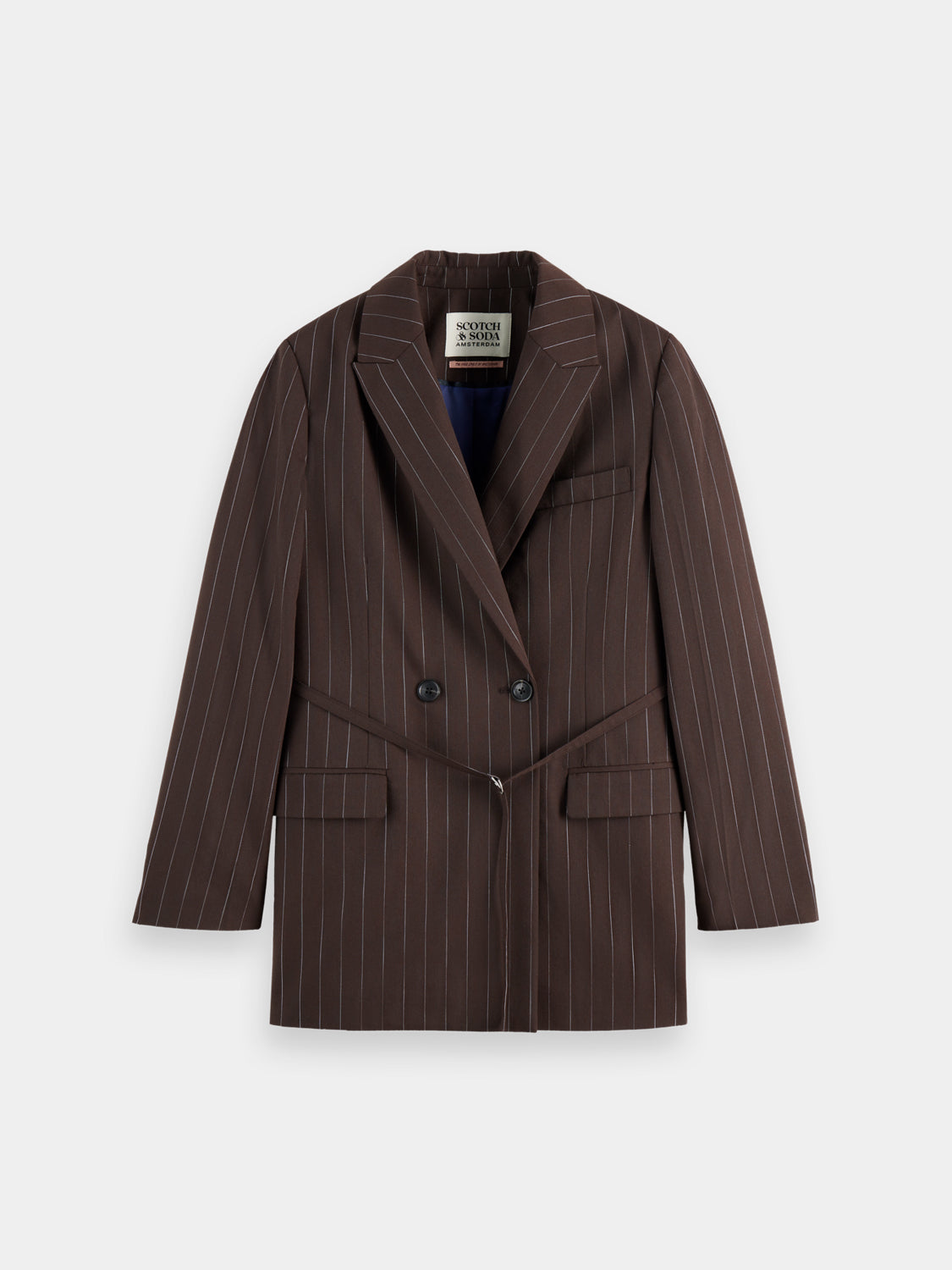 Scotch & Soda lurex pinstripe blazer, tailored fit with metallic pinstripe pattern, stylish formal blazer for women.