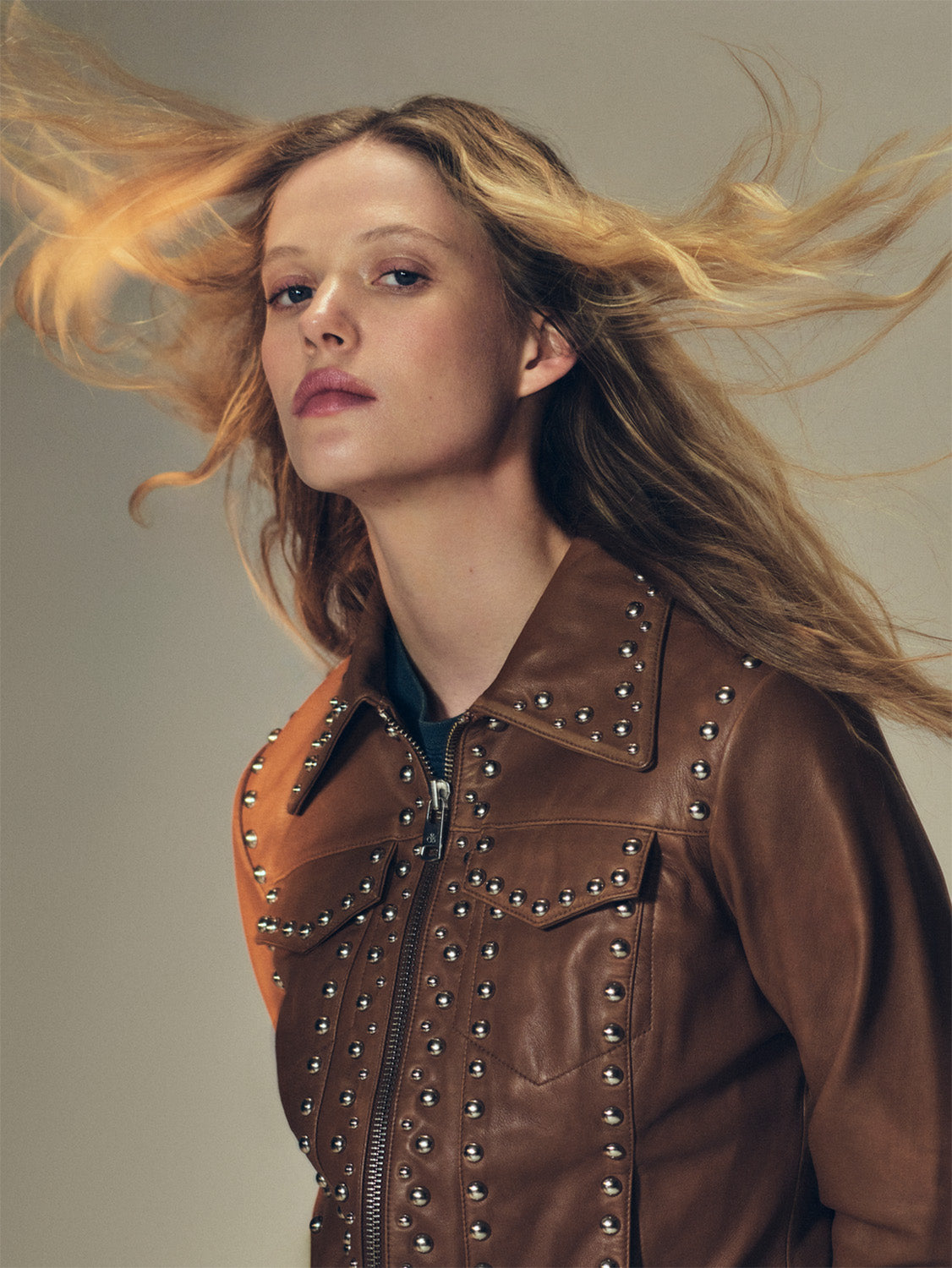Leather trucker jacket
