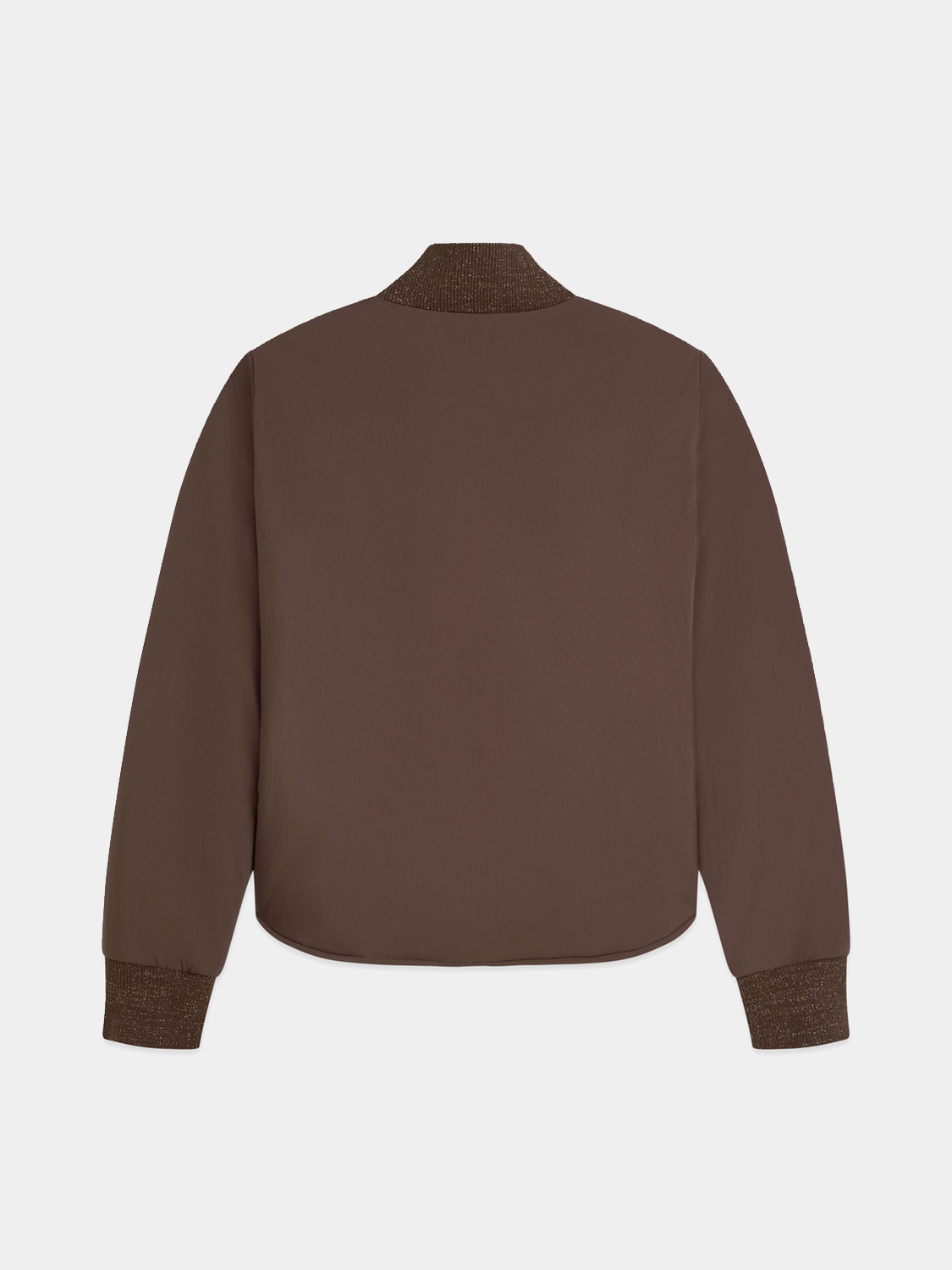 Reversible Scotch & Soda bomber jacket with black and patterned sides, featuring a stylish, casual design and ribbed collar.