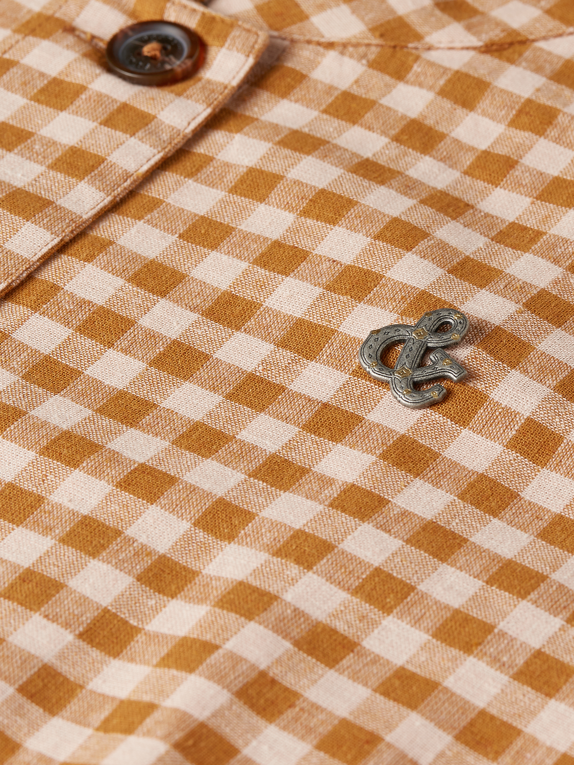 Scotch & Soda gingham belted blazer with tailored fit, featuring a classic pattern and stylish waist belt.