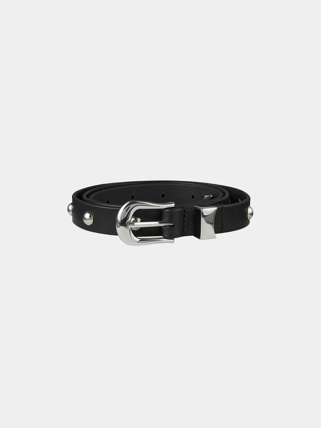 Studded leather belt from Scotch & Soda featuring metal stud accents and a classic buckle design.