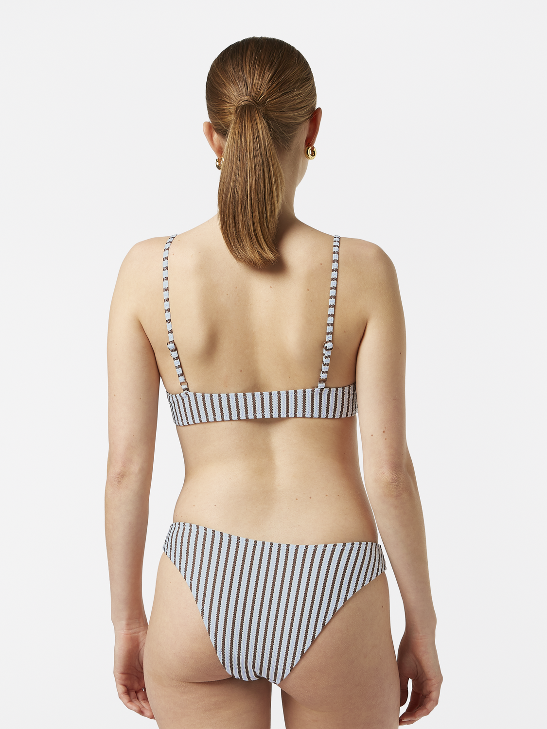 Striped bikini top by Scotch & Soda, featuring a stylish swimwear design with bold horizontal stripes and adjustable straps.